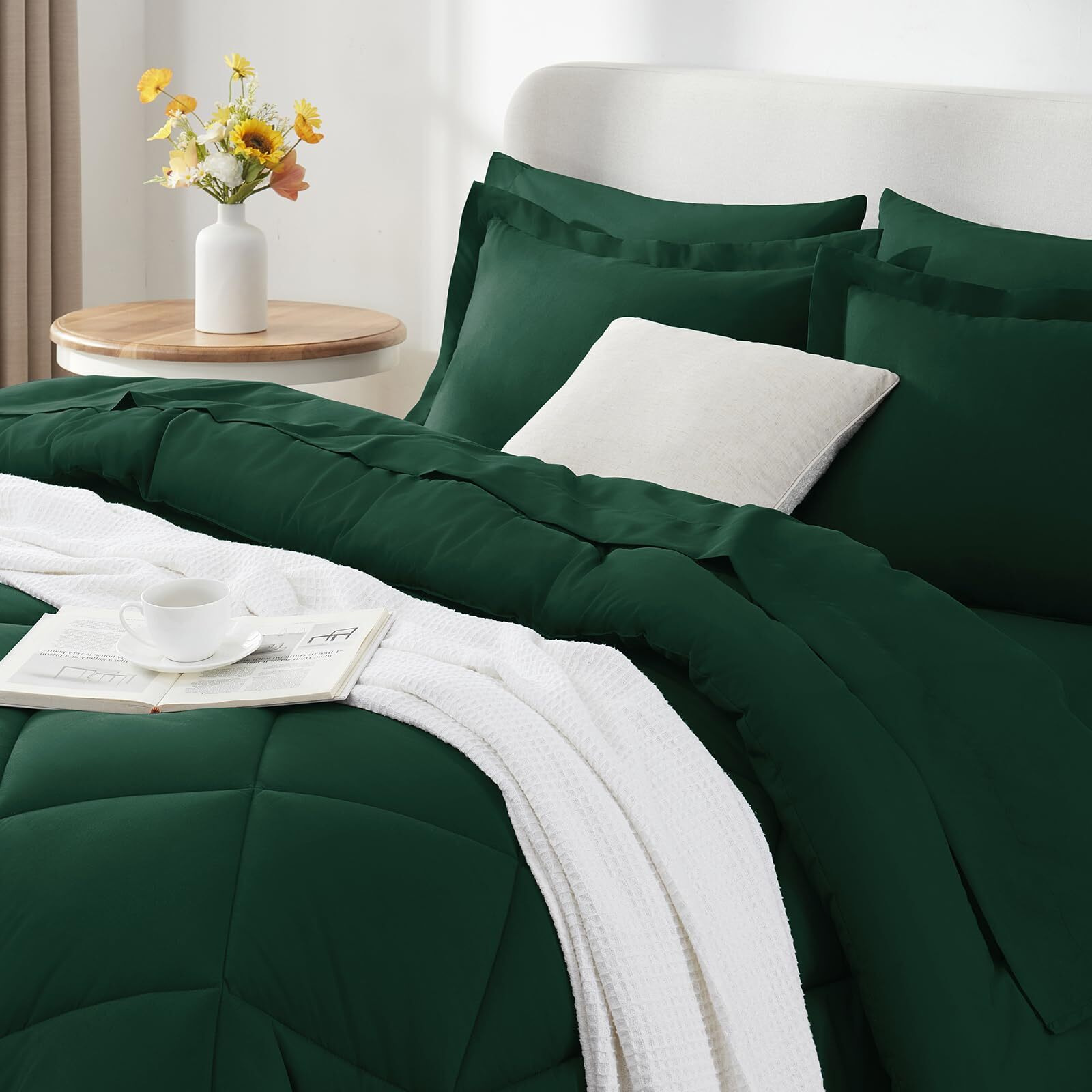Cozylux King Comforter Set With Sheets 7 Pieces Bed In A Bag Emerald Green All Season Bedding Sets With Comforter, Pillow Shams, Flat Sheet, Fitted Sheet And Pillowcases