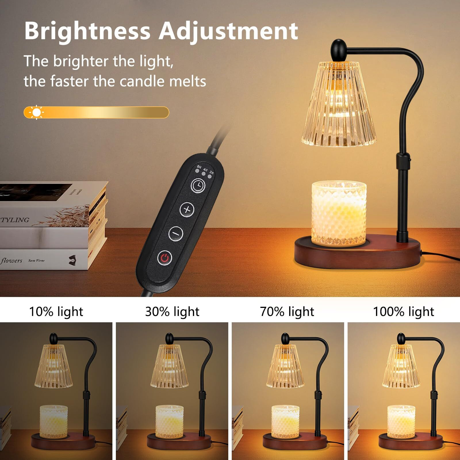 Candle Warmer Lamp With Dimmer 2 Bulbs, Electric Candle Warmer With Timer Adjustable Height, Wax Melt Warmer For Scented Wax Jar Candles, Gifts For Mom New Home, Christmas, Mothers Day, Birthday