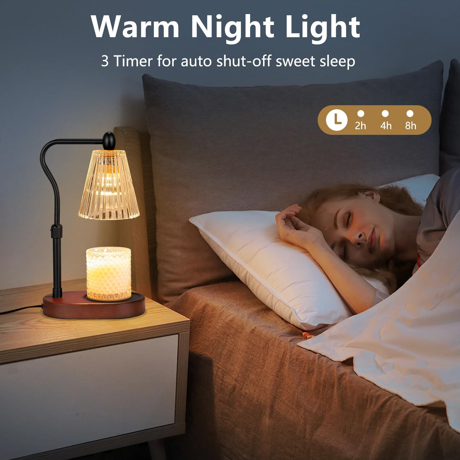 Candle Warmer Lamp With Dimmer 2 Bulbs, Electric Candle Warmer With Timer Adjustable Height, Wax Melt Warmer For Scented Wax Jar Candles, Gifts For Mom New Home, Christmas, Mothers Day, Birthday