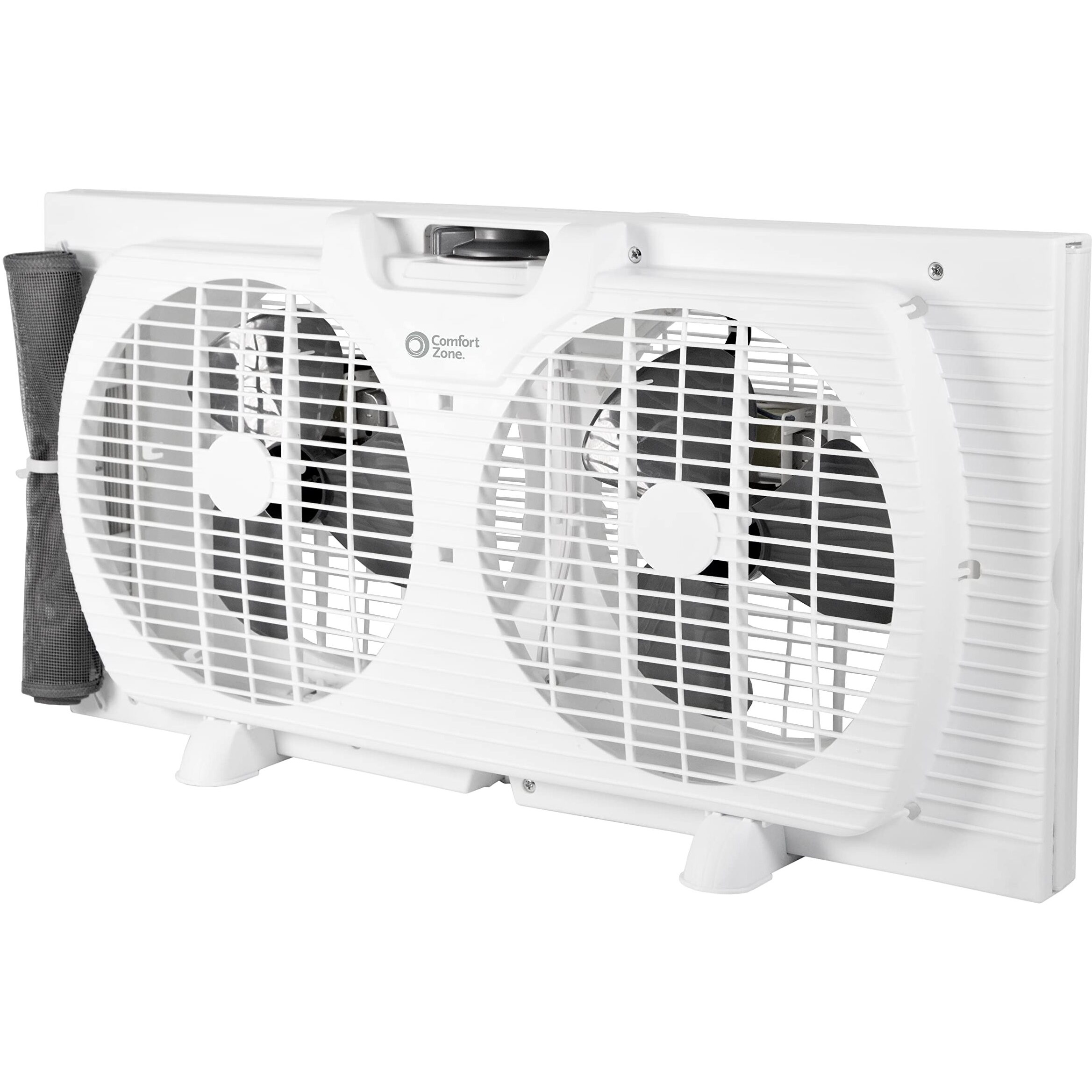 Comfort Zone Twin Window Fan With Quiet Setting, Reversible Airflow Control, 9 Inch, 3-Speeds, Expandable, Exhaust, Dual Fan, Airflow 9.84 Ft/Sec, Ideal For Home, Kitchen, Bedroom & Office, Cz319Wt2