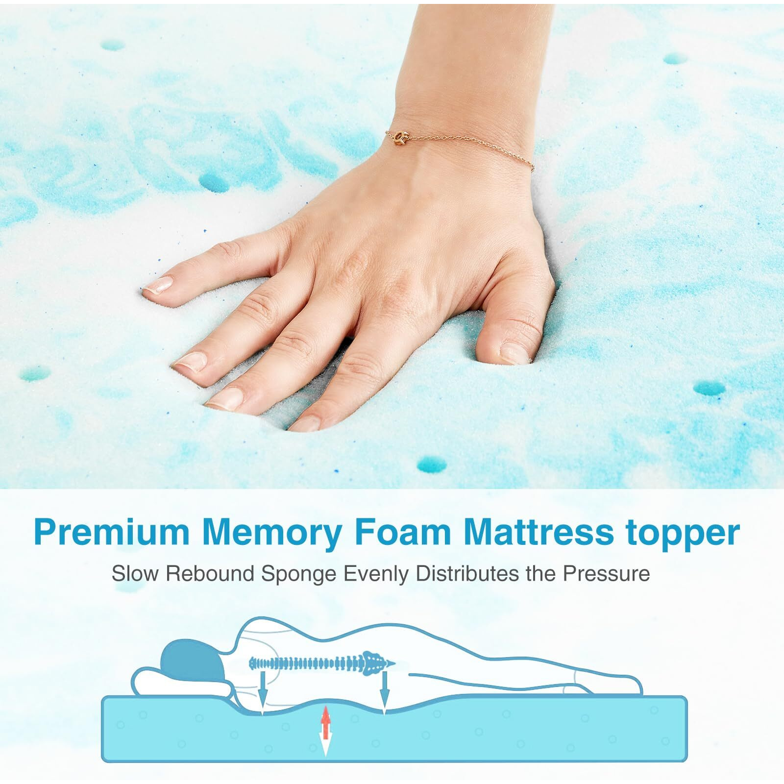 Mattress Topper, Full Size Cooling Gel Memory Foam Bed Toppers, 2 Inch Soft Mattress Pads For Sleeper Sofa, Rv, Camper, Certipur-Us Certified