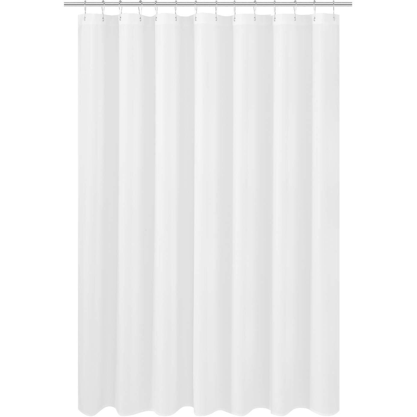 N&Y Home Fabric Shower Curtain Liner Wide And Long 78 X 78 Inches, Hotel Quality, Washable, Water Repellent, White Bathroom Curtains With Grommets, 78X78