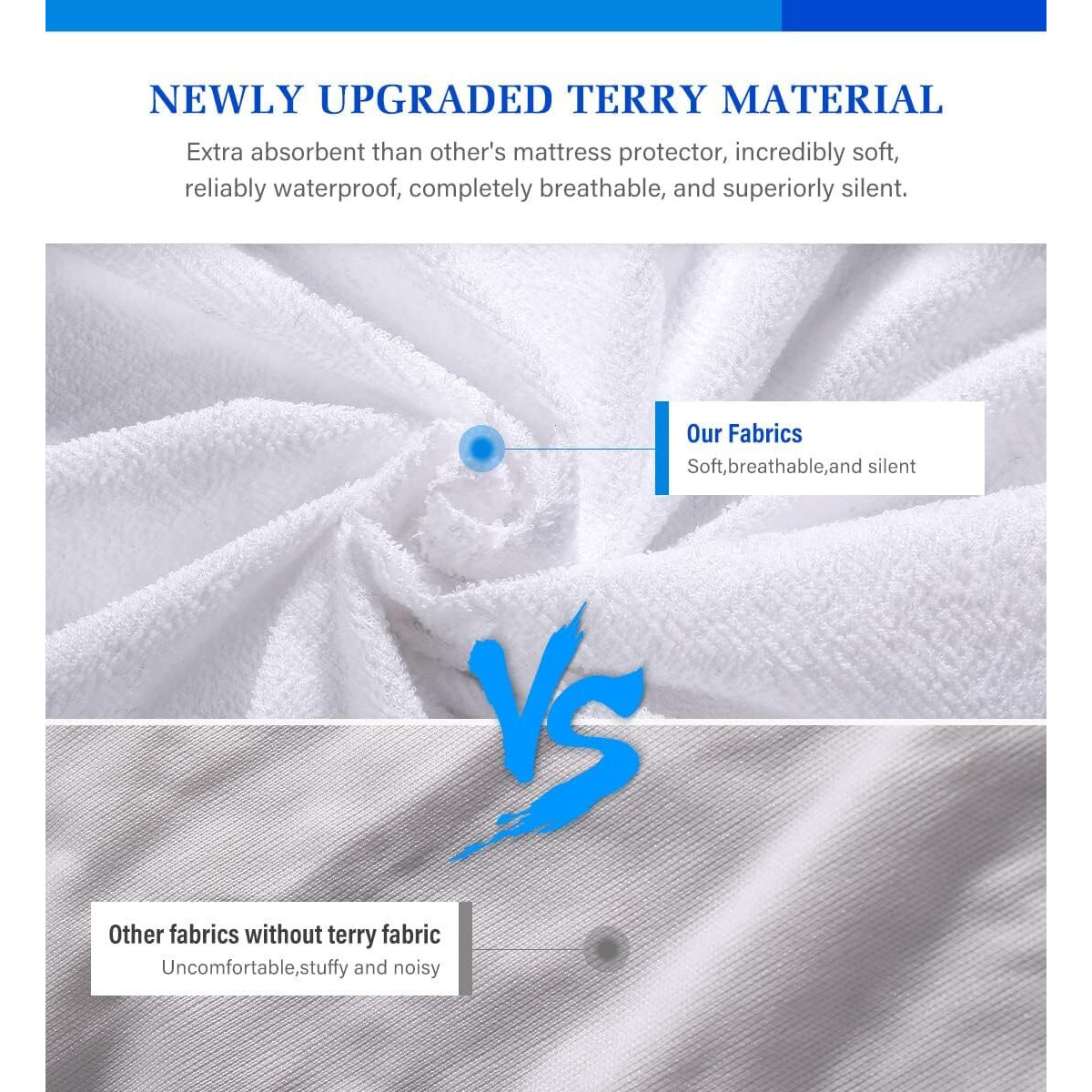 2 Pack Queen Mattress Protector,Mattress Cover Queen Size Bed,Waterproof Mattress Protector Queen Size Noiseless Queen Mattress Cover Soft Breathable Terry For Pets Kids Adults 60"" X 80""