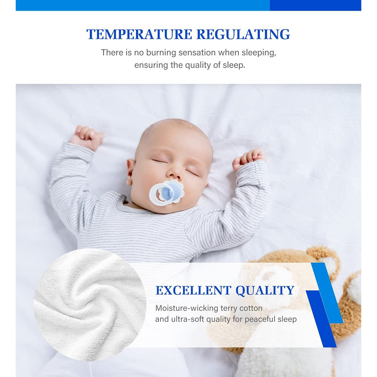 2 Pack Queen Mattress Protector,Mattress Cover Queen Size Bed,Waterproof Mattress Protector Queen Size Noiseless Queen Mattress Cover Soft Breathable Terry For Pets Kids Adults 60"" X 80""