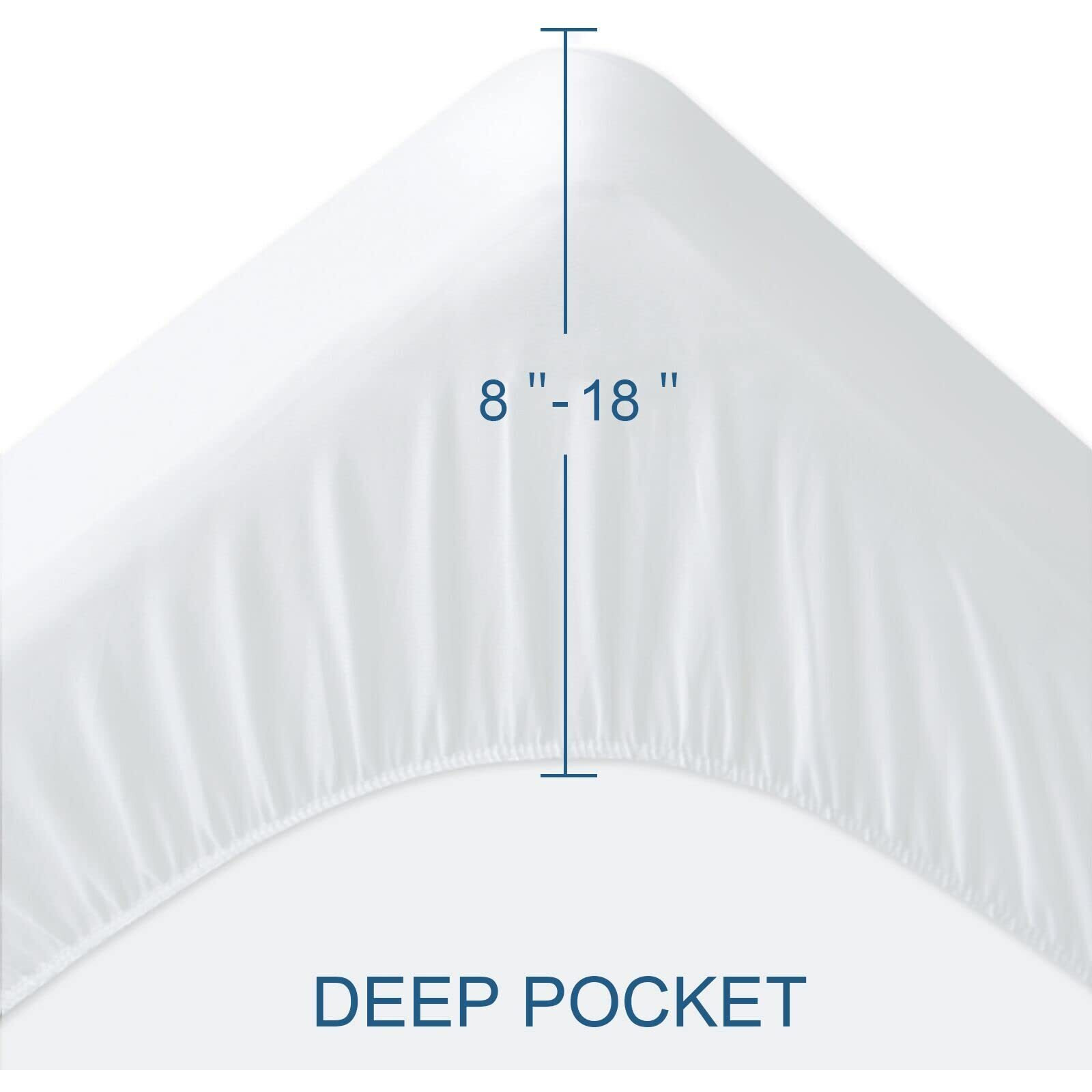 King Mattress Protector 2 Pack King Size Mattress Cover Protector Fitted Sheets Up To 18'' Waterproof For King Size Bed Topper Pad Protector, Machine Wash