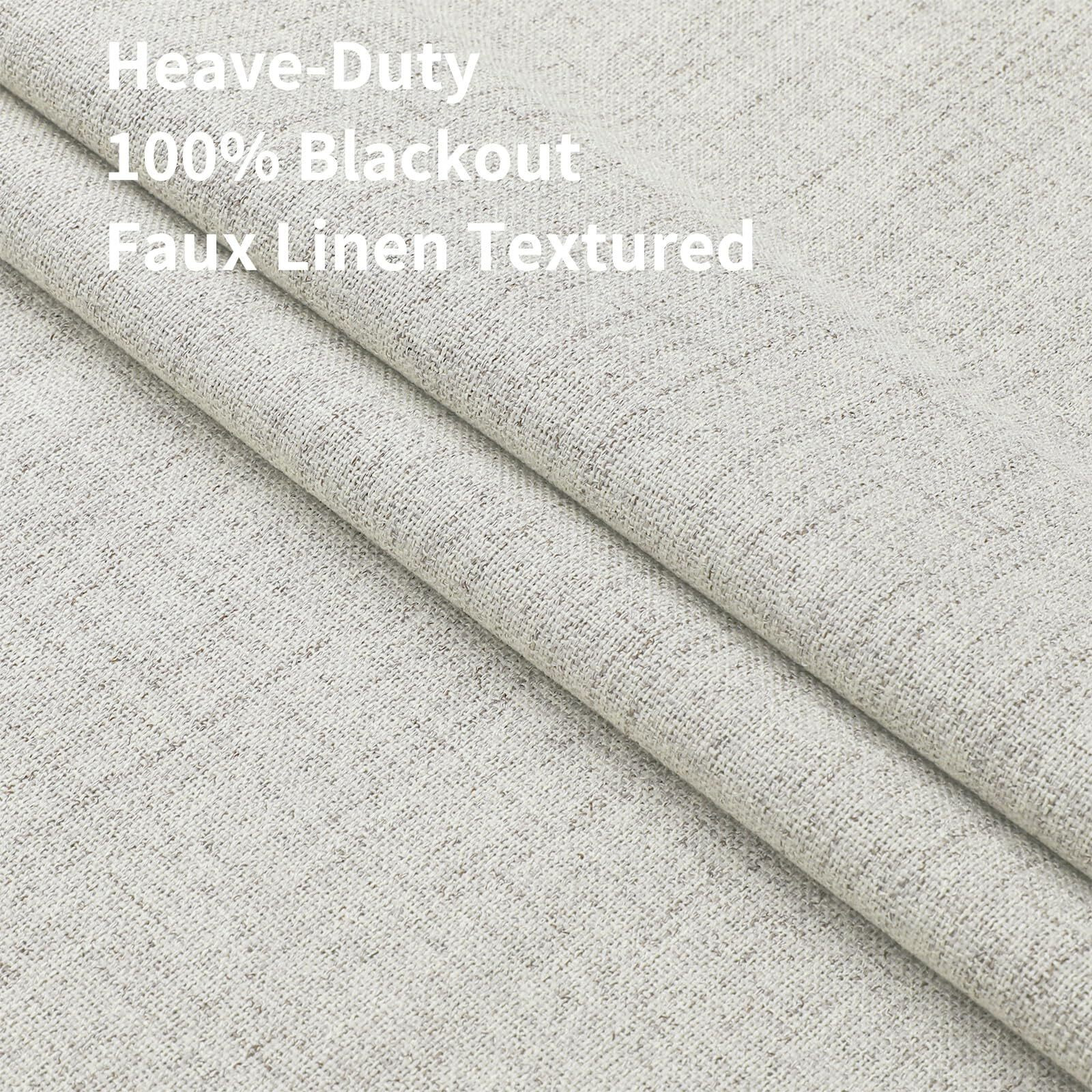 Joydeco 100% Greyish White Blackout Curtains 108 Inches Long Linen Curtains 2 Panels Set Burg For Bedroom Living Room Blackout Darkening Thermal Insulated Back Tab Rodpocket(52X108 Inchgreyishwhite)
