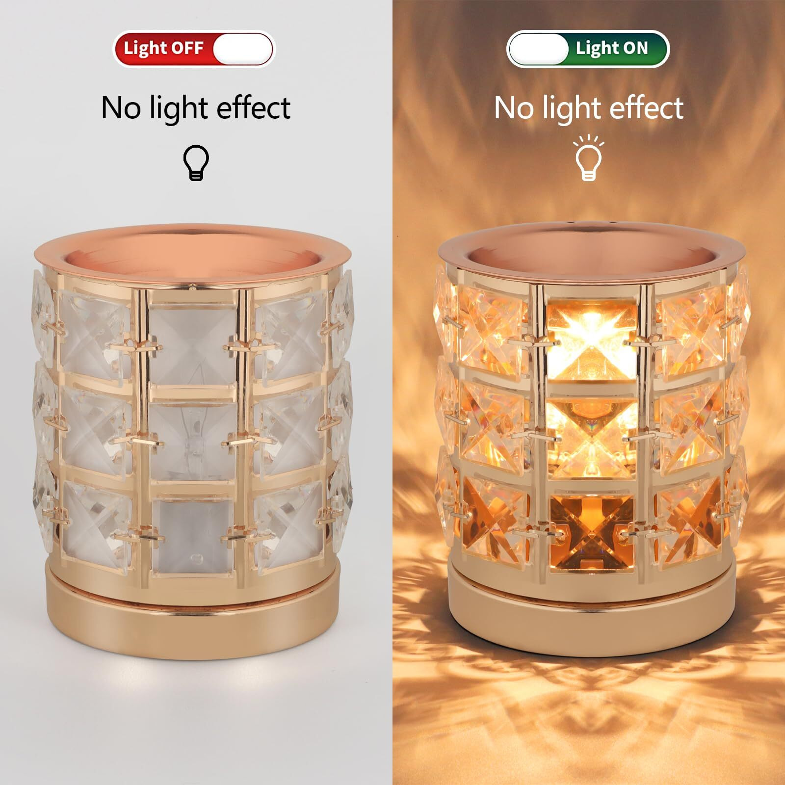 Nawaza Crystal Wax Melt Warmer,Candle Wax Warmer For Scented Wax,2 In 1 Wax Melts Fragrance Warmer Wax Cubes Melter Birthday Gifts For Women Mom And Girls (02-Gold)