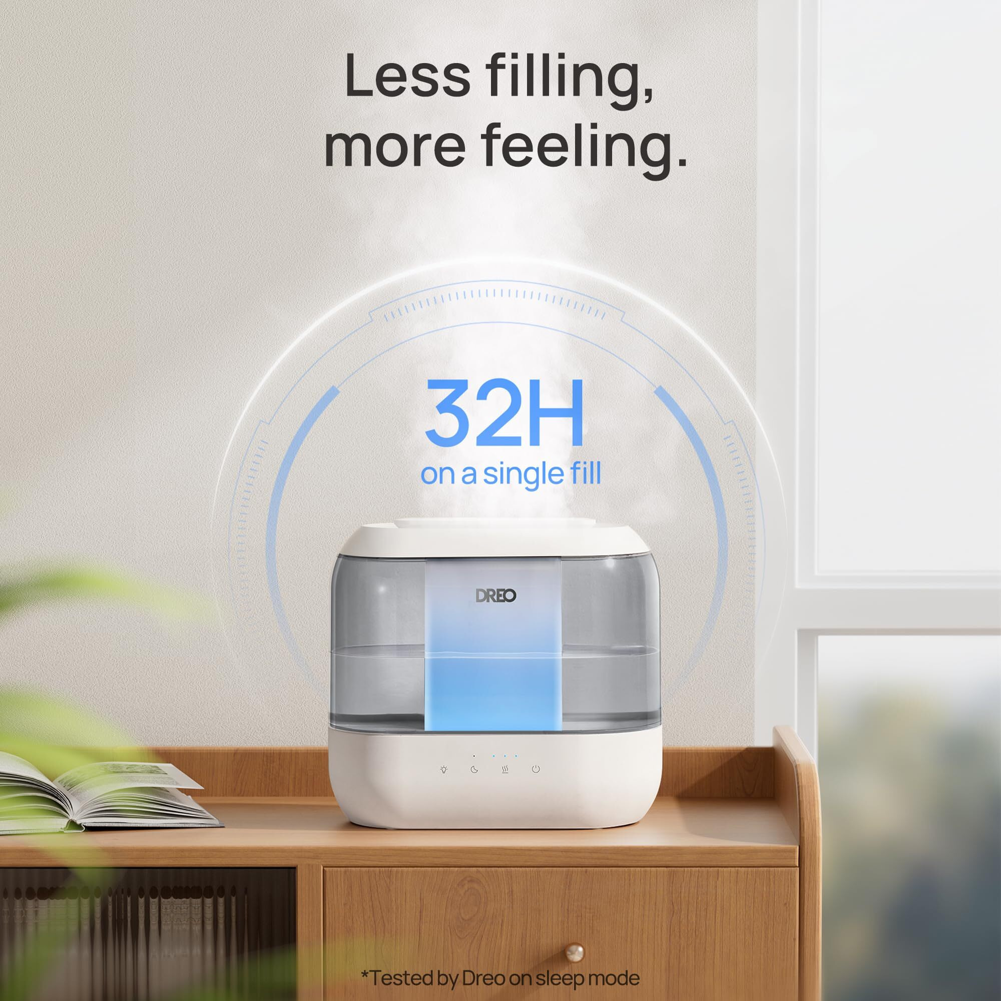 Dreo 4L Humidifiers For Bedroom, Quiet Supersized Cool Mist Ultrasonic Humidifier With Diffuser, 32 Hour Runtime For Home, Nursery, Plant, Gray