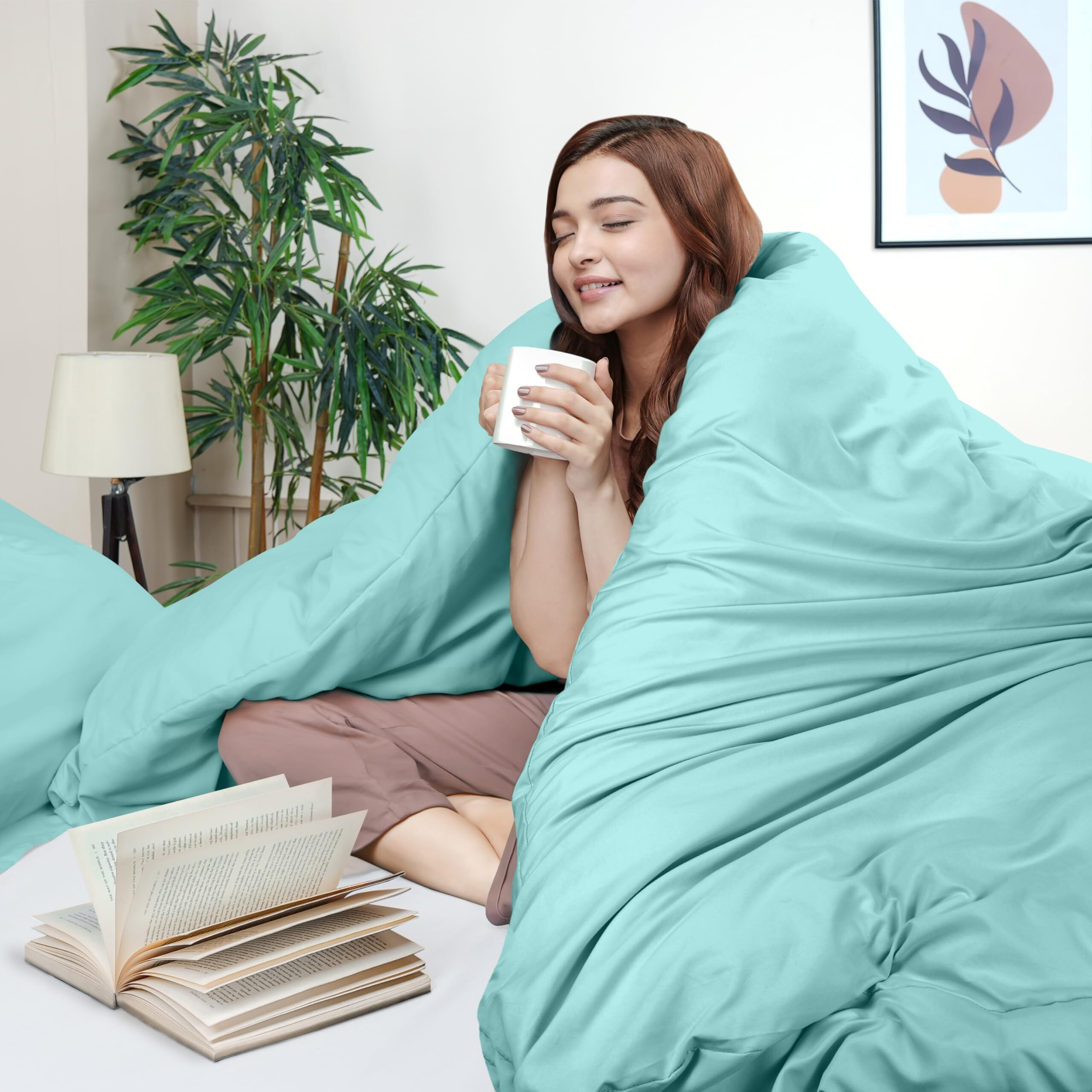 Utopia Bedding Duvet Cover Twin Size - 1 Duvet Cover With 1 Pillow Sham - 2 Pieces Bedding Duvet Cover With Zipper Closure - Soft Brushed Microfiber, 68 X 90 Inches (Twin/Twin Xl, Spa Blue)