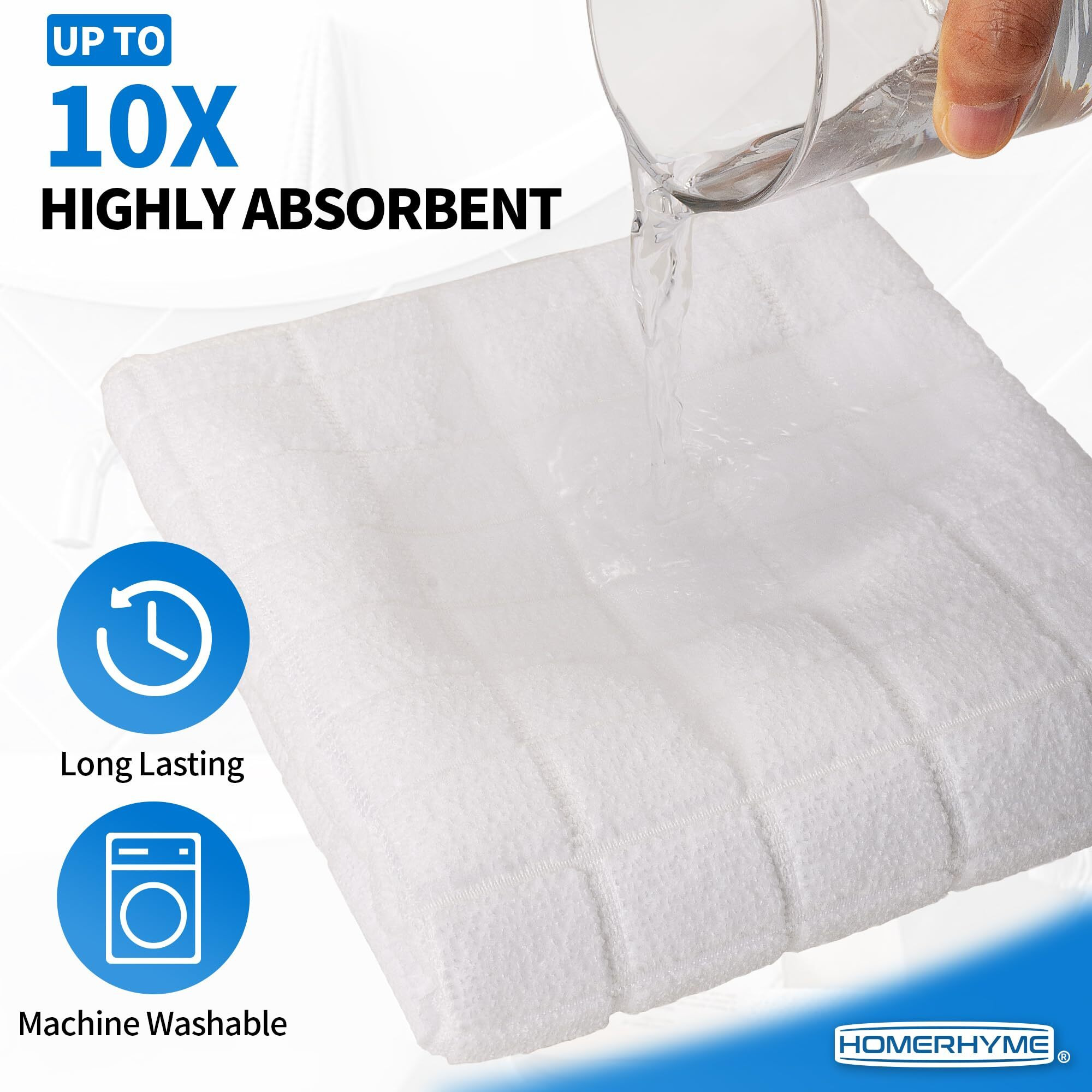 Homerhyme White Hand Towels, 6 Pack 25''*15'' Microfiber Hand Towels For Bathroom Kitchen, All-Purpose Quick Dry Lint Free Soft Absorbent Checkered Washcloths Bathtowel Bulk For Travel Gym Hotel