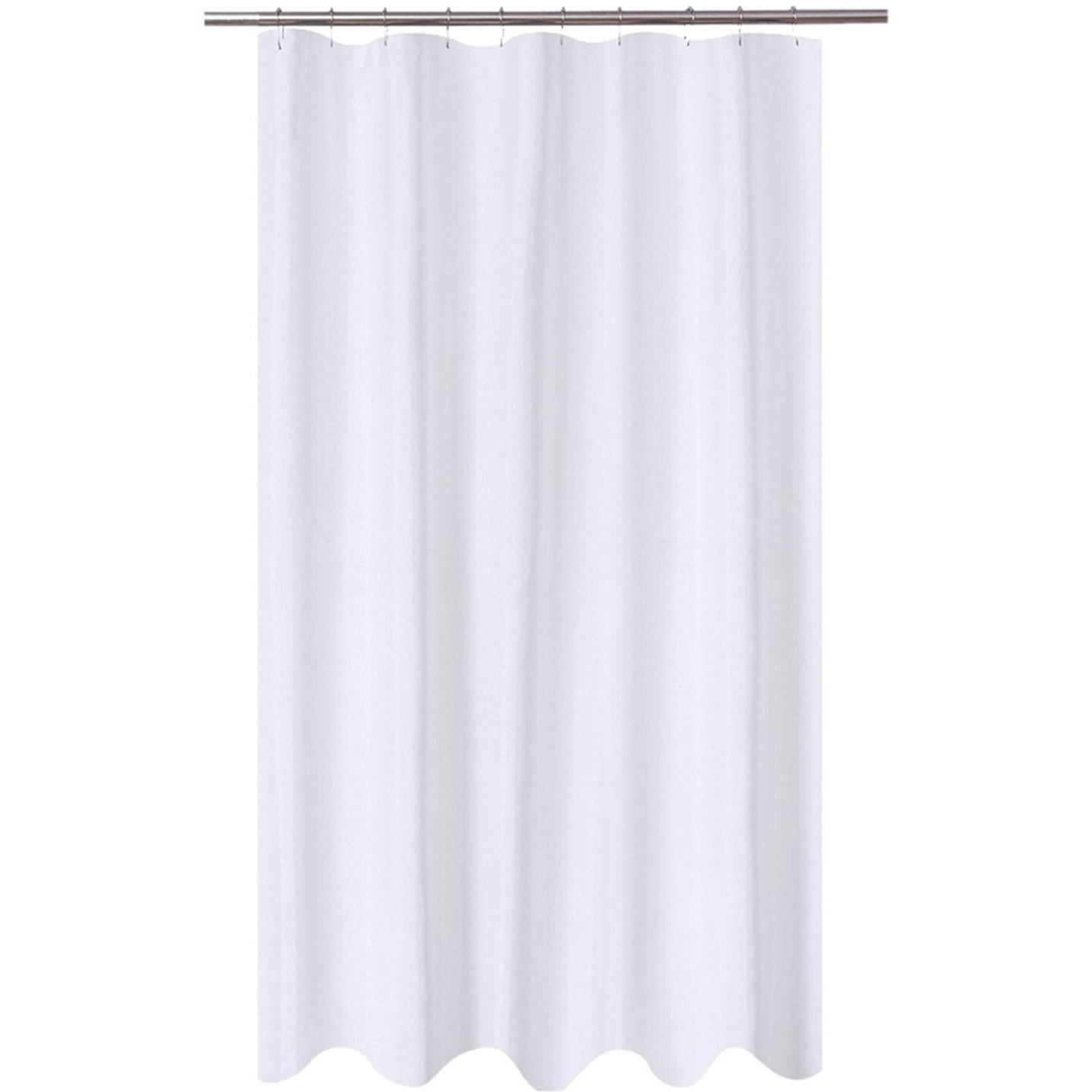 N&Y Home Extra Long Stall Shower Curtain Liner Fabric 54 X 84 Inch, Hotel Quality, Washable, Water Repellent, White Bathroom Curtains With Grommets, 54X84