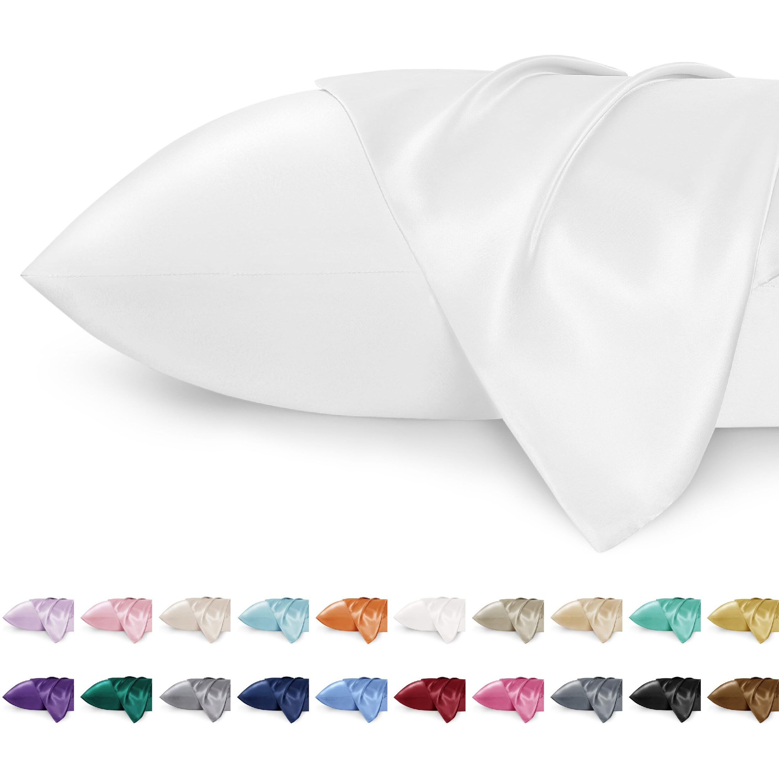 Bedsure Satin Pillowcase For Hair And Skin Queen - Ivory Silky Pillowcase 2 Pack 20X30 Inches - With Envelope Closure, Similar To Silk Pillow Cases, Gifts For Women Men