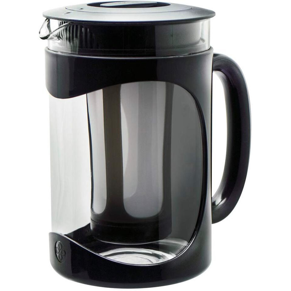 Primula Burke Deluxe Cold Brew Iced Coffee Maker, Comfort Grip Handle, Durable Glass Carafe, Removable Mesh Filter, Perfect 6 Cup Size, Dishwasher Safe, 1.6 Qt, Black