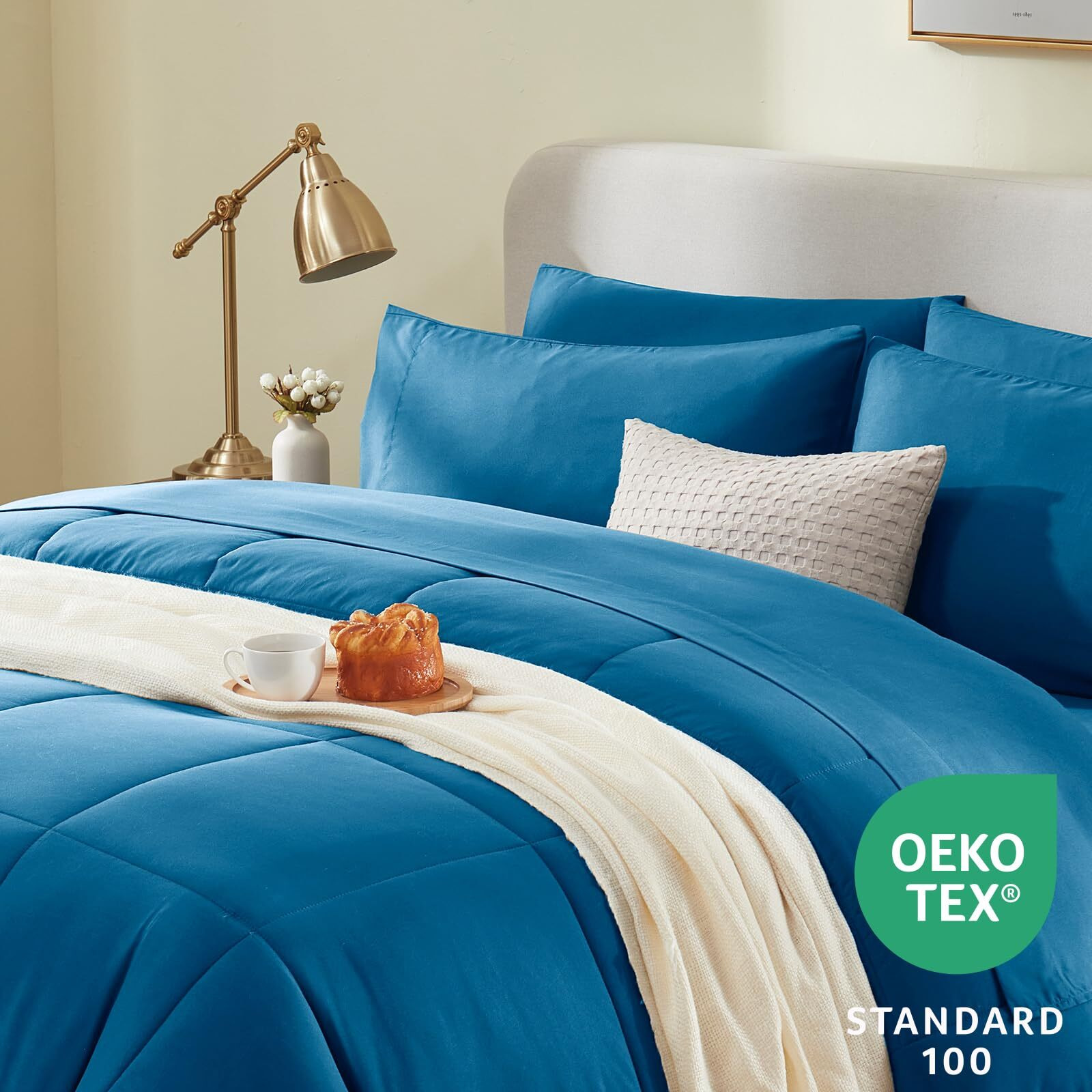 Cozylux Full Size Comforter Set - 7 Pieces Bed In A Bag Set Teal, Bedding Sets Full With All Season Quilted Comforter, Flat Sheet, Fitted Sheet, Pillowcases, Teal, Full