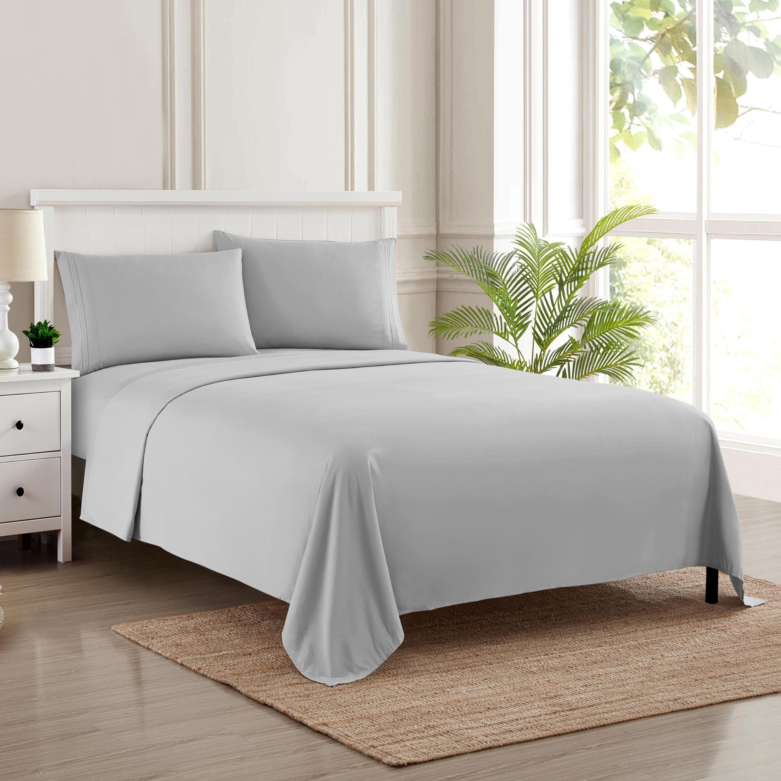 King Size Sheets - Breathable Luxury Bed Sheets With Full Elastic & Secure Corner Straps Built In - 1800 Supreme Collection Extra Soft Deep Pocket Bedding, Sheet Set, Extra Deep Pocket - King, Silver