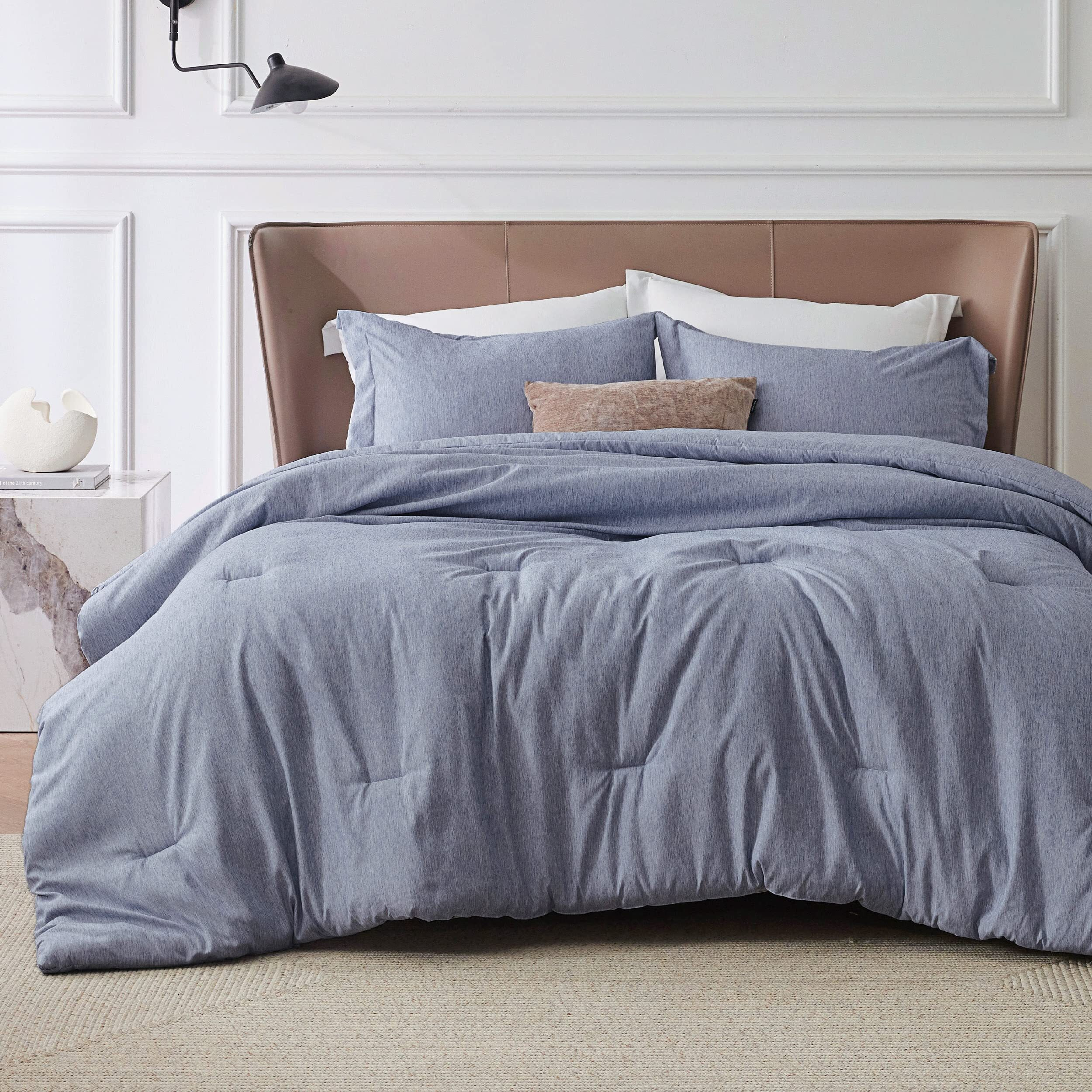 Bedsure Queen Comforter Set - Blue Comforter Queen Size, Soft Bedding For All Seasons, Cationic Dyed Bedding Set, 3 Pieces, 1 Comforter (90"&quotX90"") And 2 Pillow Shams (20"&quotX26""+2"")