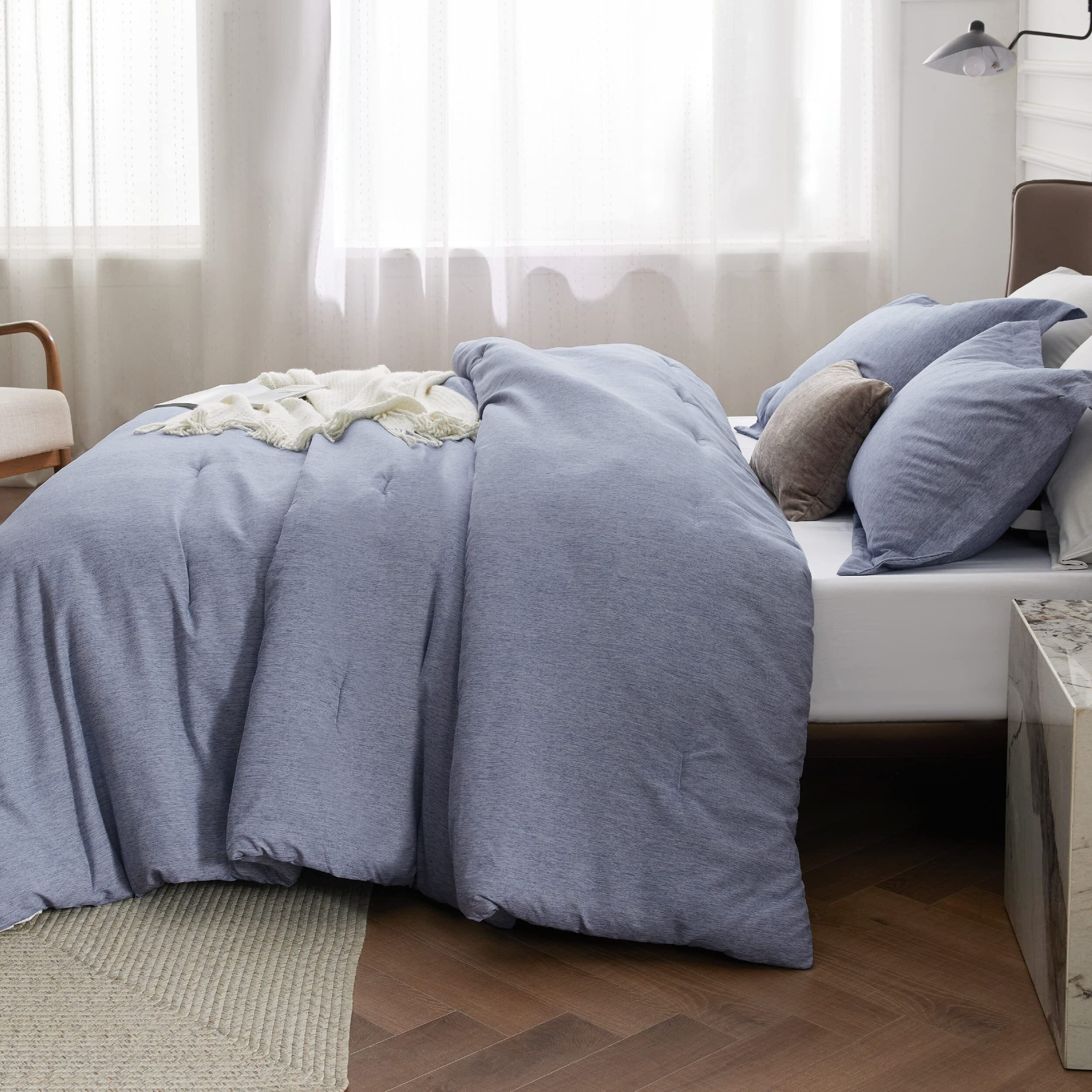 Bedsure Queen Comforter Set - Blue Comforter Queen Size, Soft Bedding For All Seasons, Cationic Dyed Bedding Set, 3 Pieces, 1 Comforter (90"&quotX90"") And 2 Pillow Shams (20"&quotX26""+2"")