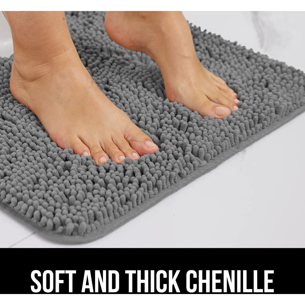 Gorilla Grip Bathroom Rug Sets, Soft Chenille 2 Piece Area Rugs Set, Toilet Base Mat And 30"&quotX20"" Carpet, Absorbent Microfiber Washable Mats Dry Quickly, Home D  Cor And Bath Room Accessories, Grey