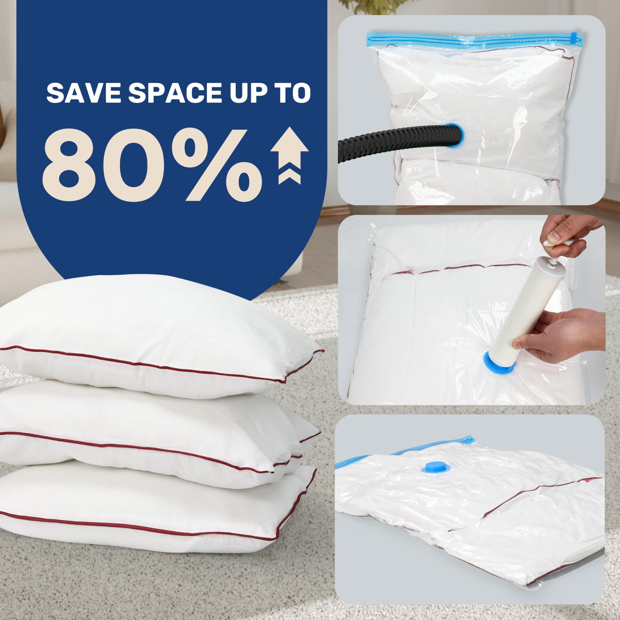 20 Pack Space Saver Bags (4 Jumbo/4 Large/4 Medium/4 Small/4 Roll M) Vacuum Storage Bags, Vacuum Seal Bags With Hand Pump For Comforters, Blankets, Bedding, Pillows And Clothes