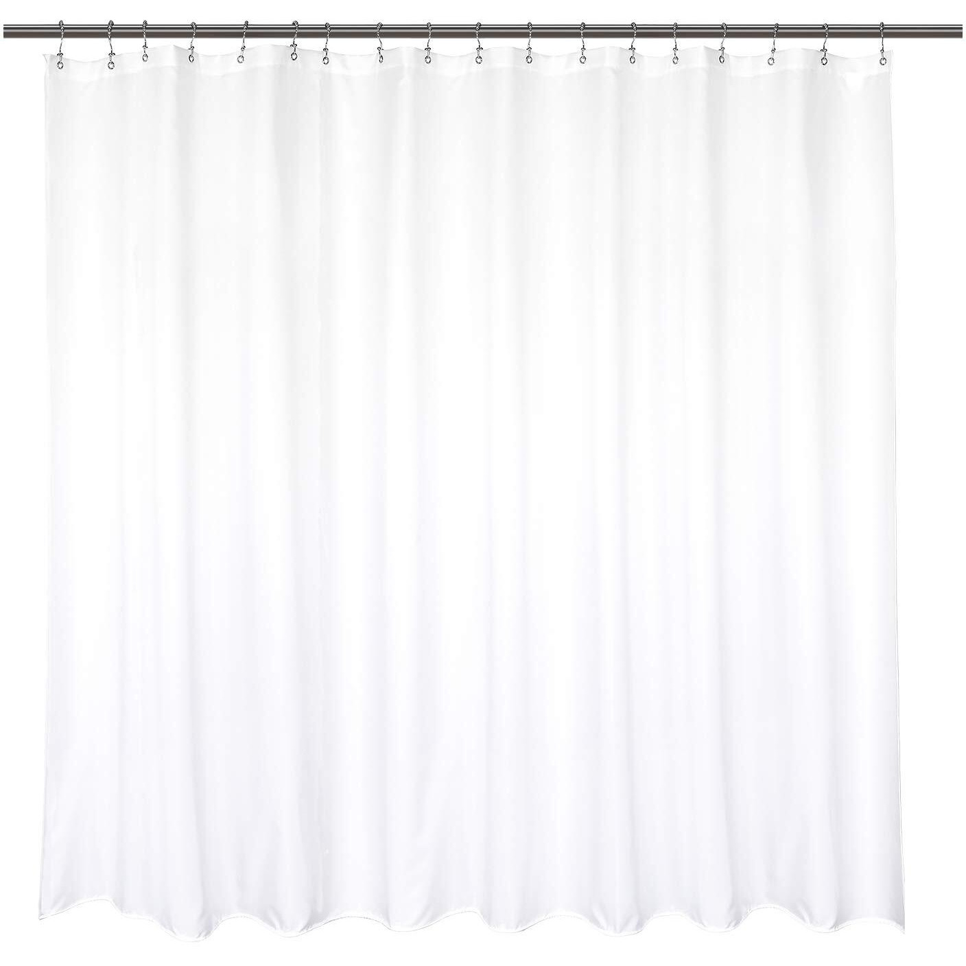 Barossa Design Waterproof Extra Wide Fabric Shower Curtain Liner Microfiber 108"" W X 72"" H - Hotel Quality, Machine Washable, White Shower Liner For Bath Tub, 108X72