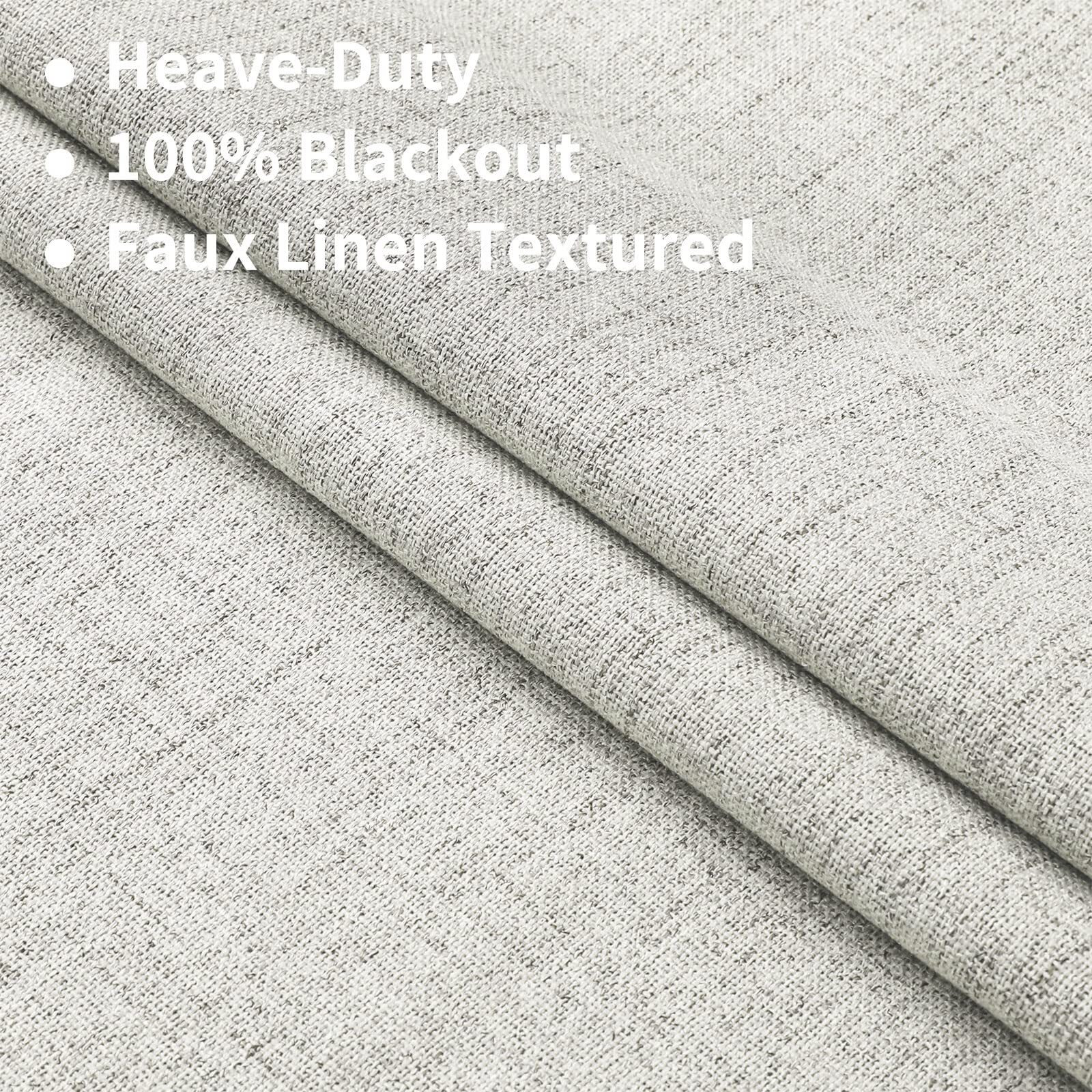 Joydeco 100% Black Out Curtains 63 Inch Long 2 Panels Burg Natural Blackout Linen Drapes For Bedroom Living Room Darkening Curtain Thermal Insulated Back Tab Rod Pocket(52X63 Inch,Light Beige)