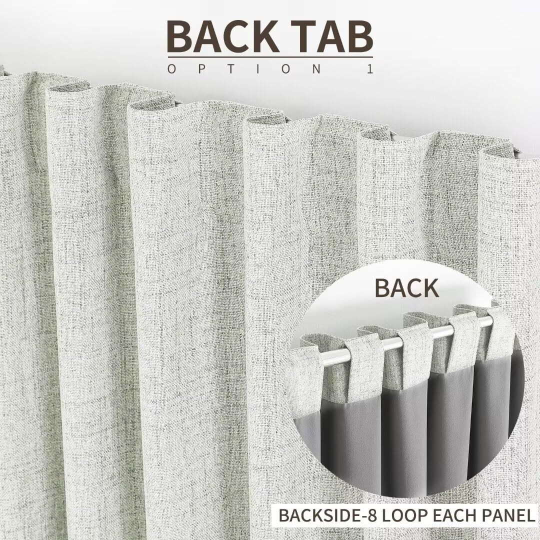 Joydeco 100% Black Out Curtains 63 Inch Long 2 Panels Burg Natural Blackout Linen Drapes For Bedroom Living Room Darkening Curtain Thermal Insulated Back Tab Rod Pocket(52X63 Inch,Light Beige)