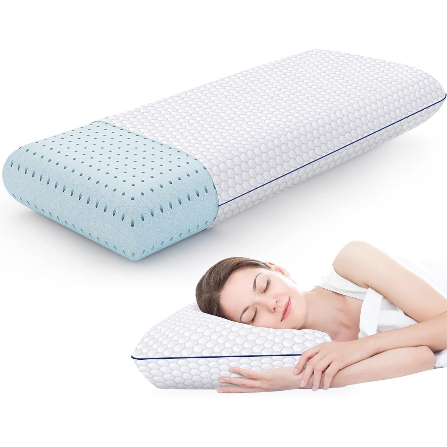 Cushyoasis Memory Foam Pillows For Side, Back And Stomach Sleepers, Bed Pillow With Washable Cover And Breathable Mesh, Bed Pillow For Sleeping King Size (Grey)