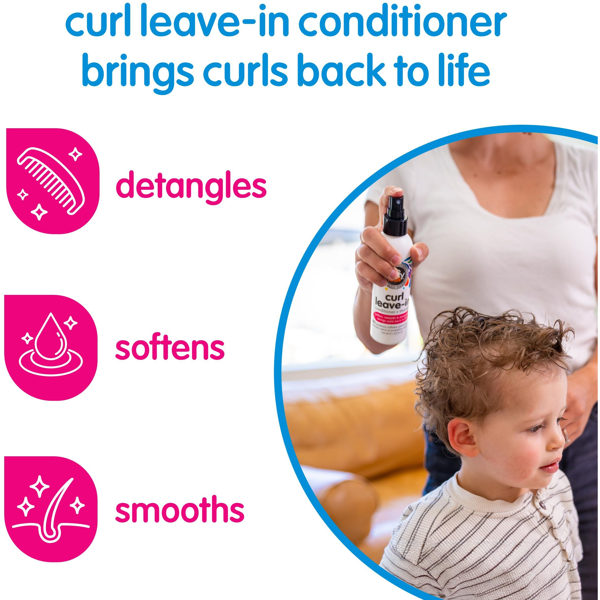 So Cozy Leave In Conditioner Spray (8 Fl Oz) Paraben-Free Detangler For Kids' Curly Hair, Deep Conditioner & Tangle-Free Curls, Gentle & Nourishing With Keratin, Vitamin B5, Olive Oil & Jojoba Oil