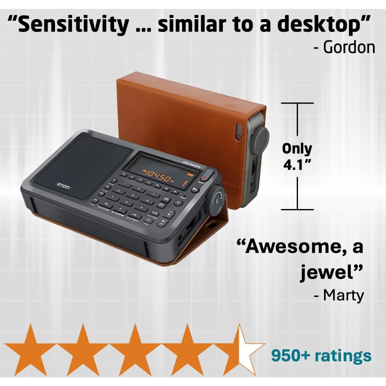 Eton Elite Executive Radio With Pll Dual Conversion, Synchronous Tuning, Am/Fm, Longwave, Shortwave (Sw), Ssb, 700 Stations, Rds, Alarm Clock, Sleep Timer, Battery/Ac Powered, Leatherette Case