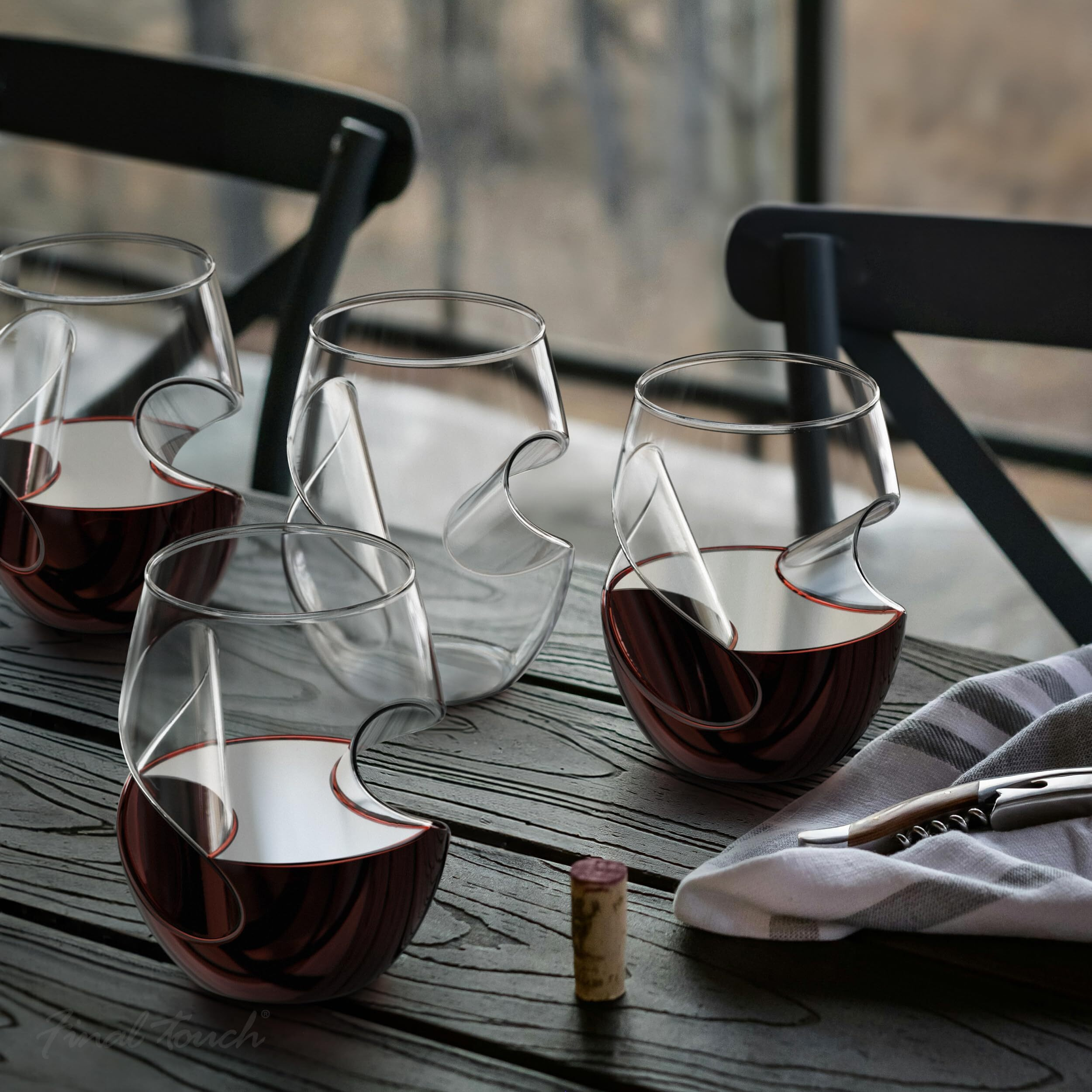 Final Touch Set Of 4 Conundrum 16-Oz. Red Wine Glasses