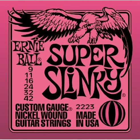 Ernie Ball 2223 Super Slinky String Set (9-42) Electric Guitar Strings - 3 Pack With Picks