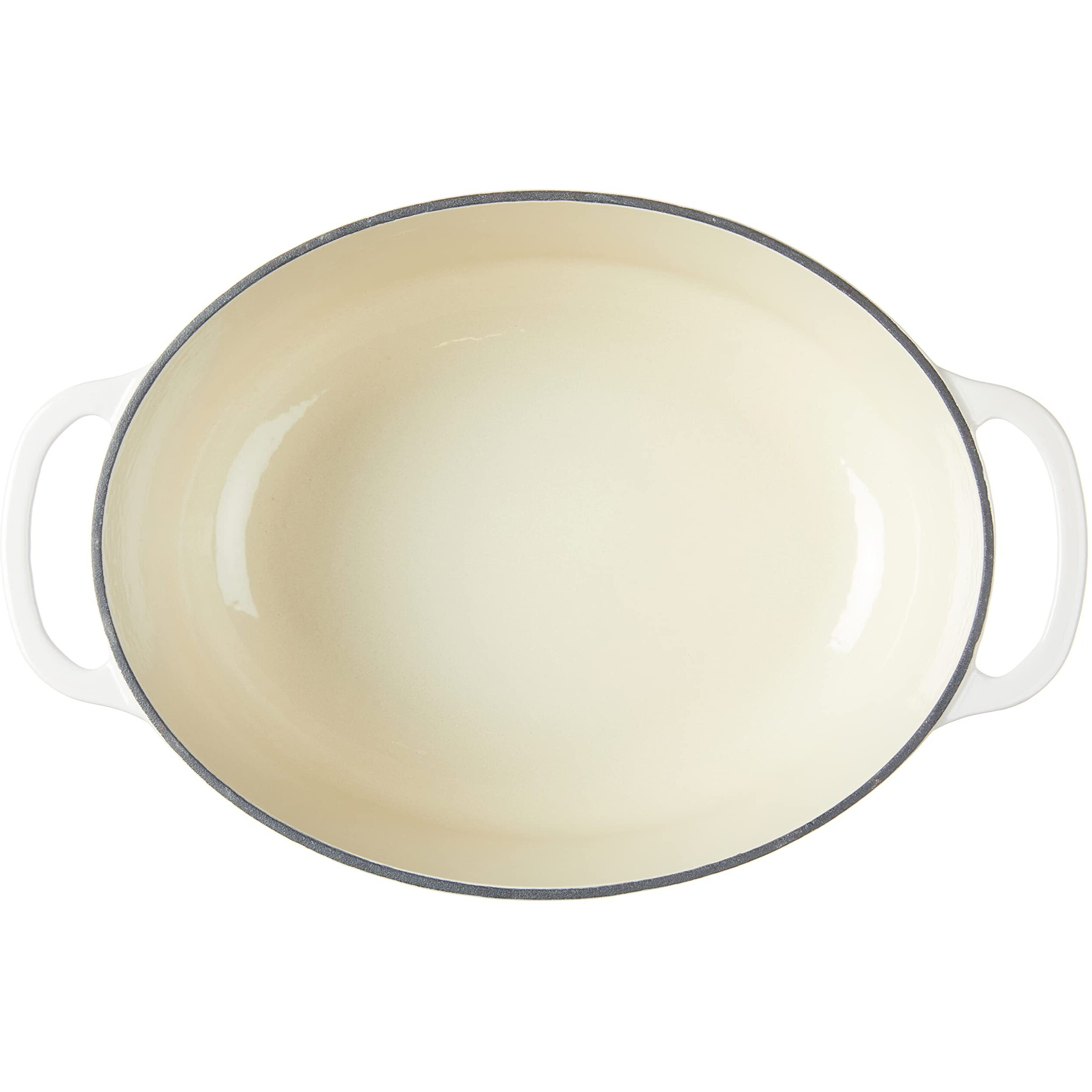 Lodge 7 Quart Enameled Cast Iron Oval Dutch Oven With Lid - Dual Handles - Oven Safe Up To 500 F Or On Stovetop - Use To Marinate, Cook, Bake, Refrigerate And Serve - Oyster White