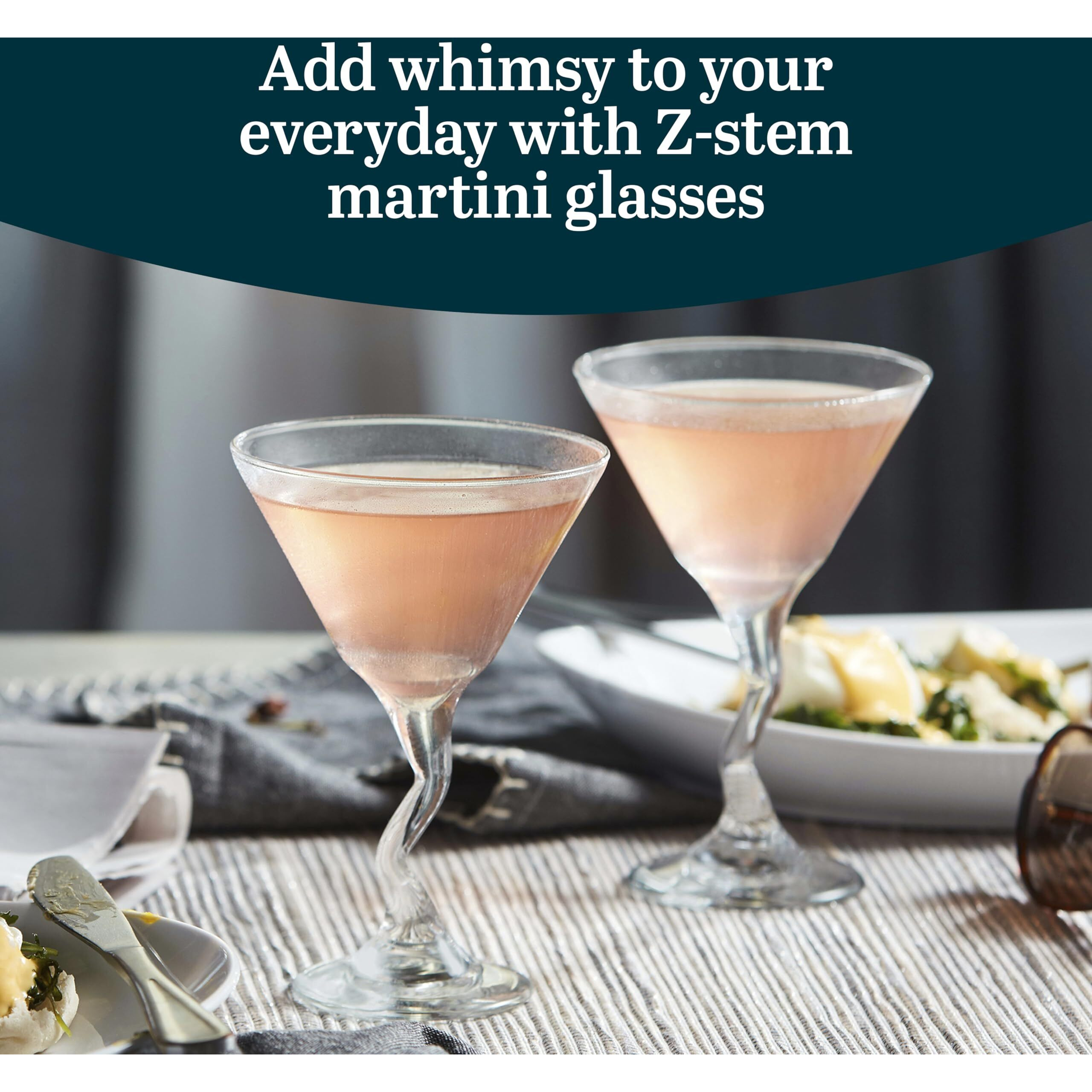 Libbey Z-Stem Martini Glasses Set Of 4, Lead-Free Glasses With Z- Stem, Dishwasher Safe Martini Glasses Set For Parties