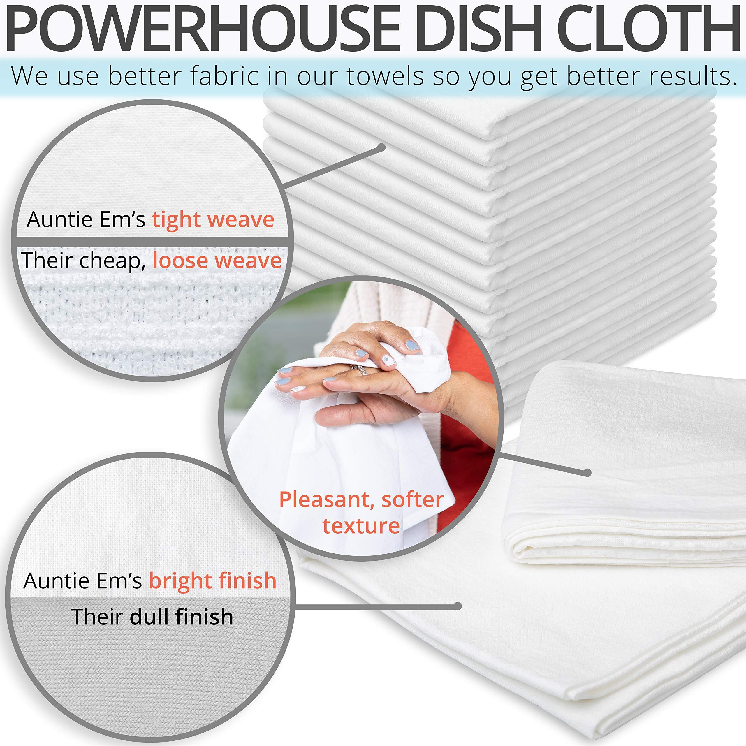 Aunti Em's Kitchen Flour Sack Dish Towels - Natural Cotton For Embroidery And Drying Glass, Hand, Dinnerware - Plain, Thick, Zero-Lint - Highly Absorbent - Set Of 13, 27 X 27 Inch, White