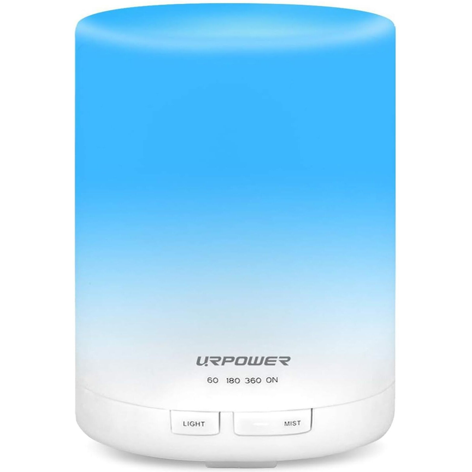 Urpower 2Nd Gen 300Ml Aroma Essential Oil Diffuser Night Light Ultrasonic Air Humidifier With Auto Shut Off And 6-7 Hours Continuous Diffusing - 7 Color Changing Led Lights And 4 Timer Settings