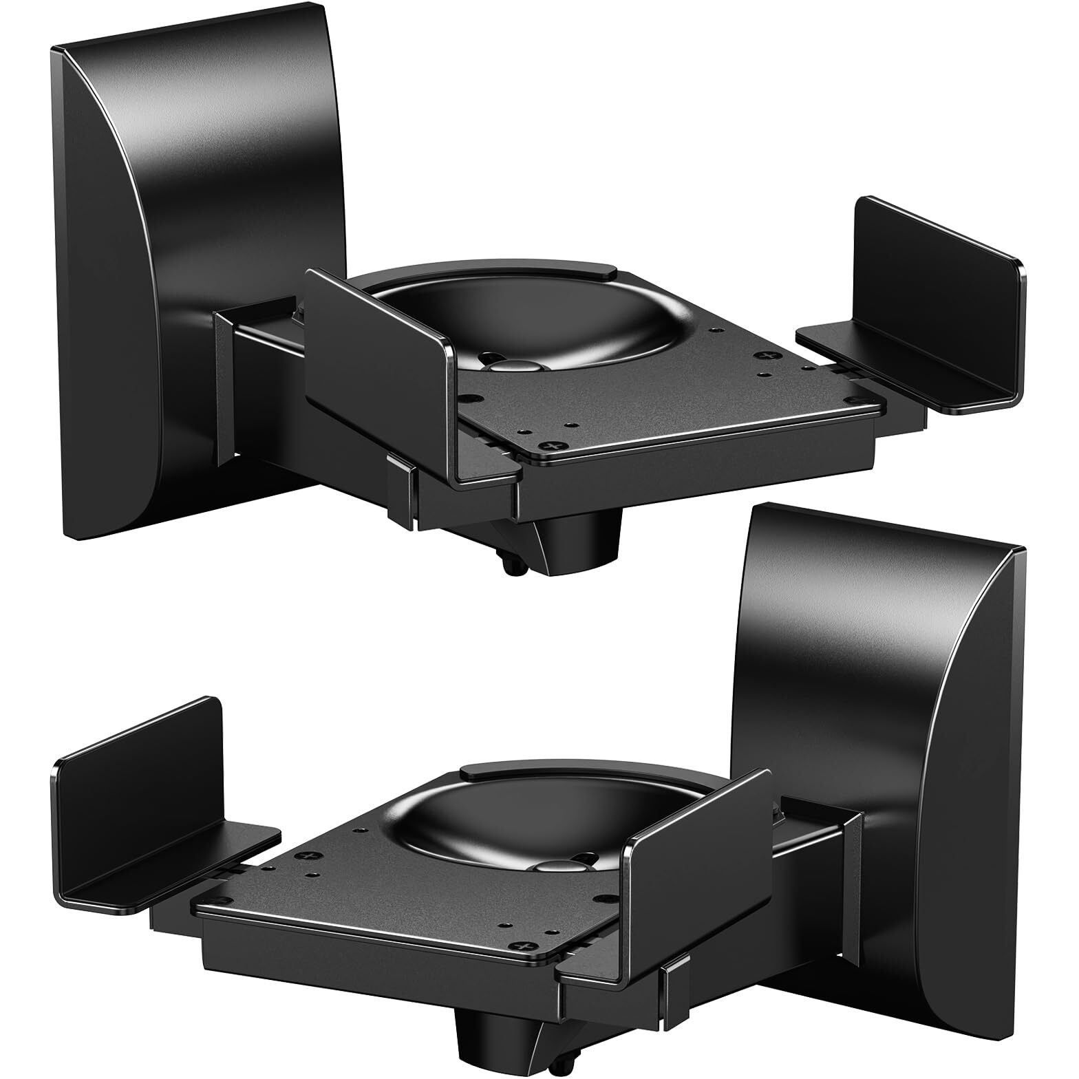 Wali Speaker Wall Mounts, Dual Side Clamping Bookshelf Mounting Bracket For Large Surrounding Sound Speakers, Hold Up To 55 Lbs. (Swm201), 1 Pair, Black