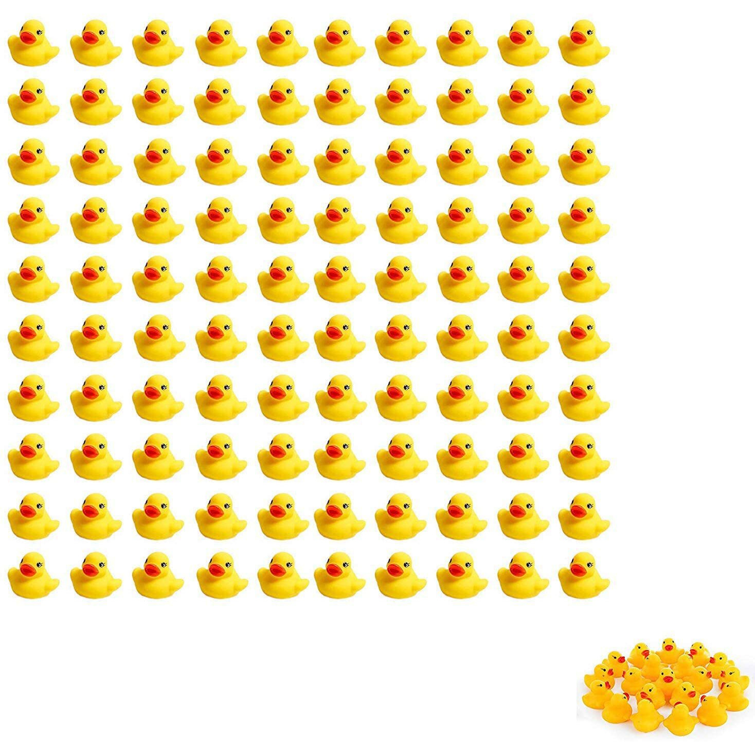 Sohapy 100Pcs Mini Yellow Rubber Ducks Tiny Baby Shower Rubber Ducks, Squeak Fun Baby Yellow Rubber Bath Toy Float Fun Decorations For Shower Birthday Party Favors Cupcake Carnival Game Gift (100Pcs)