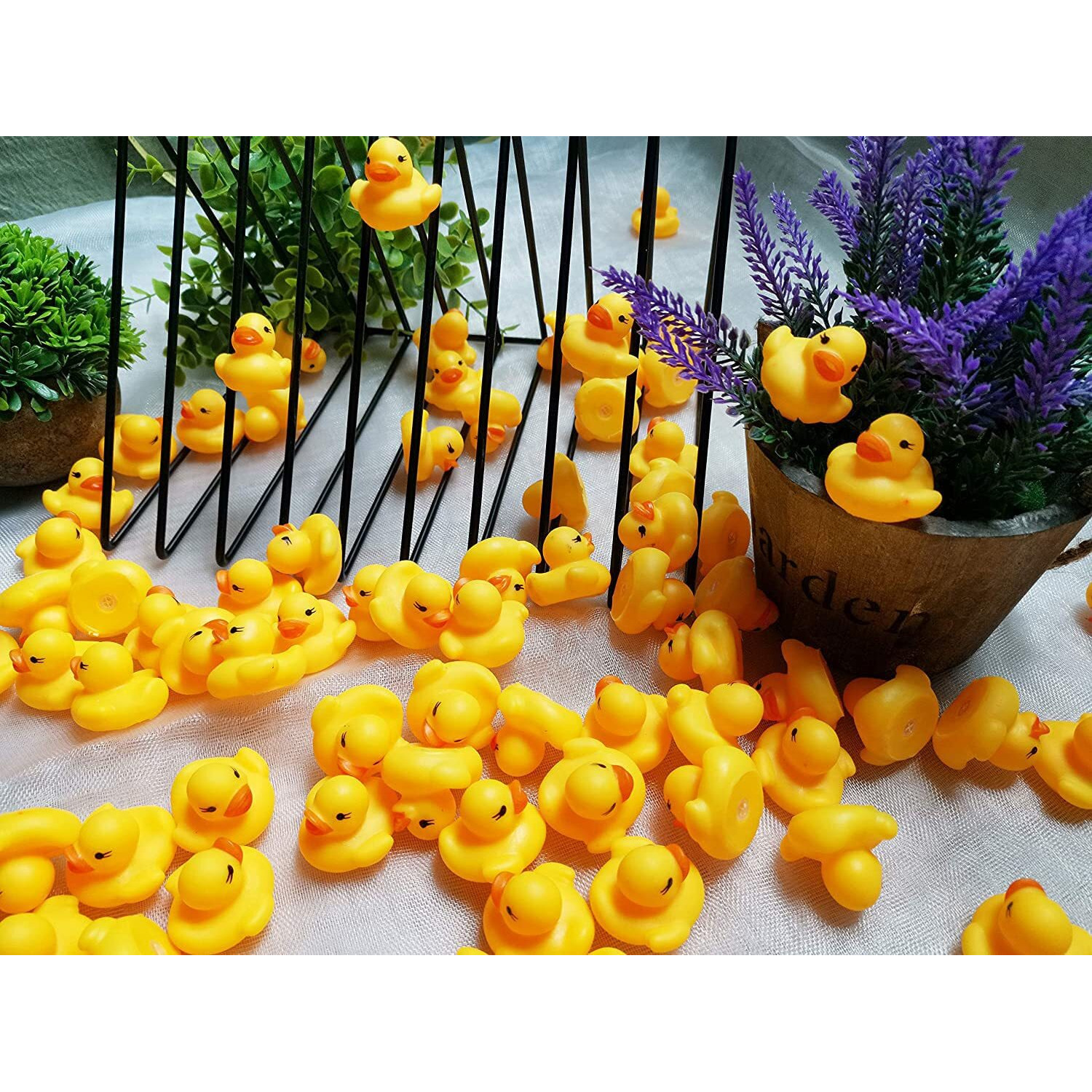 Sohapy 100Pcs Mini Yellow Rubber Ducks Tiny Baby Shower Rubber Ducks, Squeak Fun Baby Yellow Rubber Bath Toy Float Fun Decorations For Shower Birthday Party Favors Cupcake Carnival Game Gift (100Pcs)