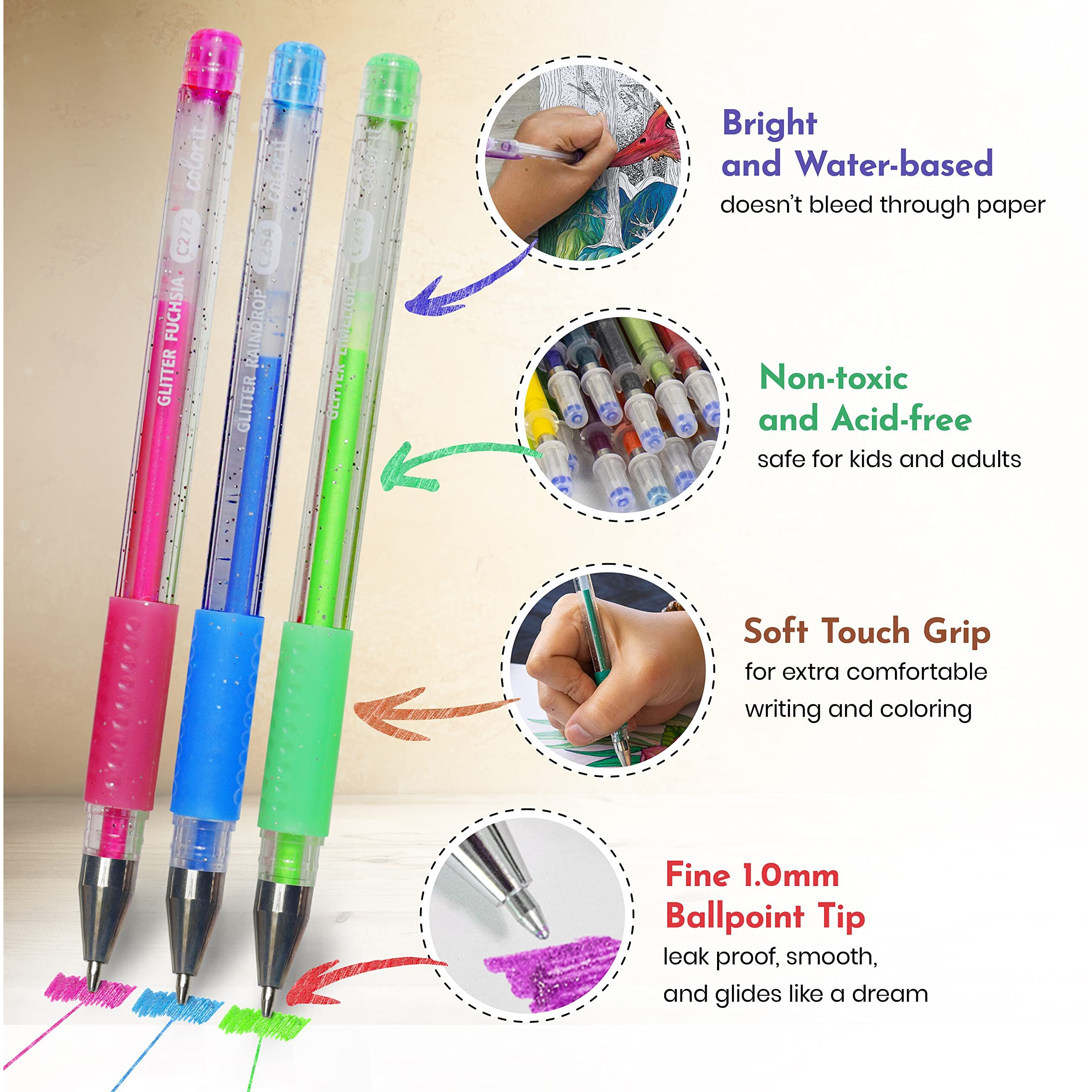 Colorit Gel Pens For Adult Coloring Books 96 Pack - 48 Premium Quality Gel Pens And Gel Markers For Adult Coloring With 48 Matching Refills (96 Count Gel Pens)