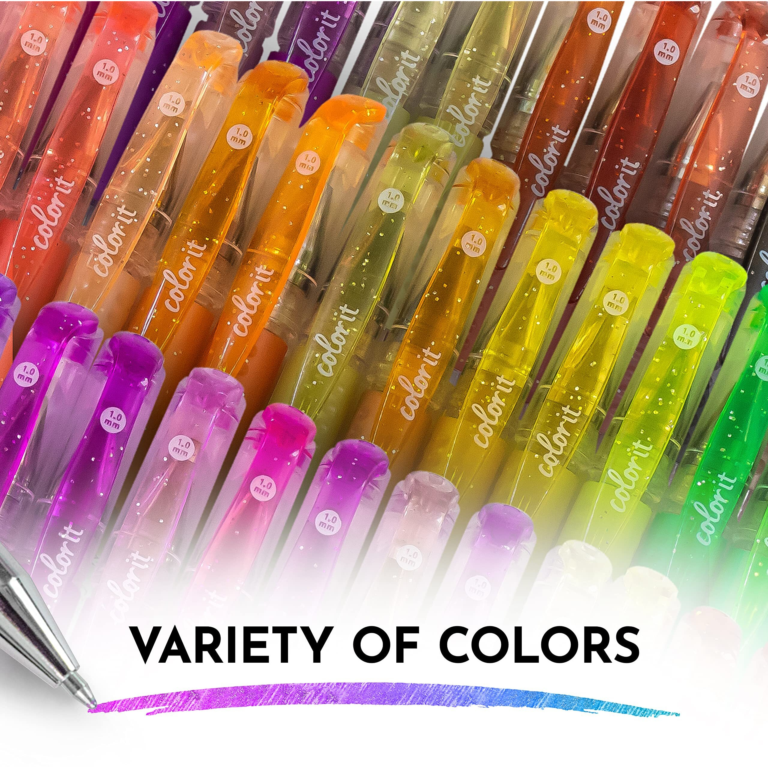 Colorit Gel Pens For Adult Coloring Books 96 Pack - 48 Premium Quality Gel Pens And Gel Markers For Adult Coloring With 48 Matching Refills (96 Count Gel Pens)