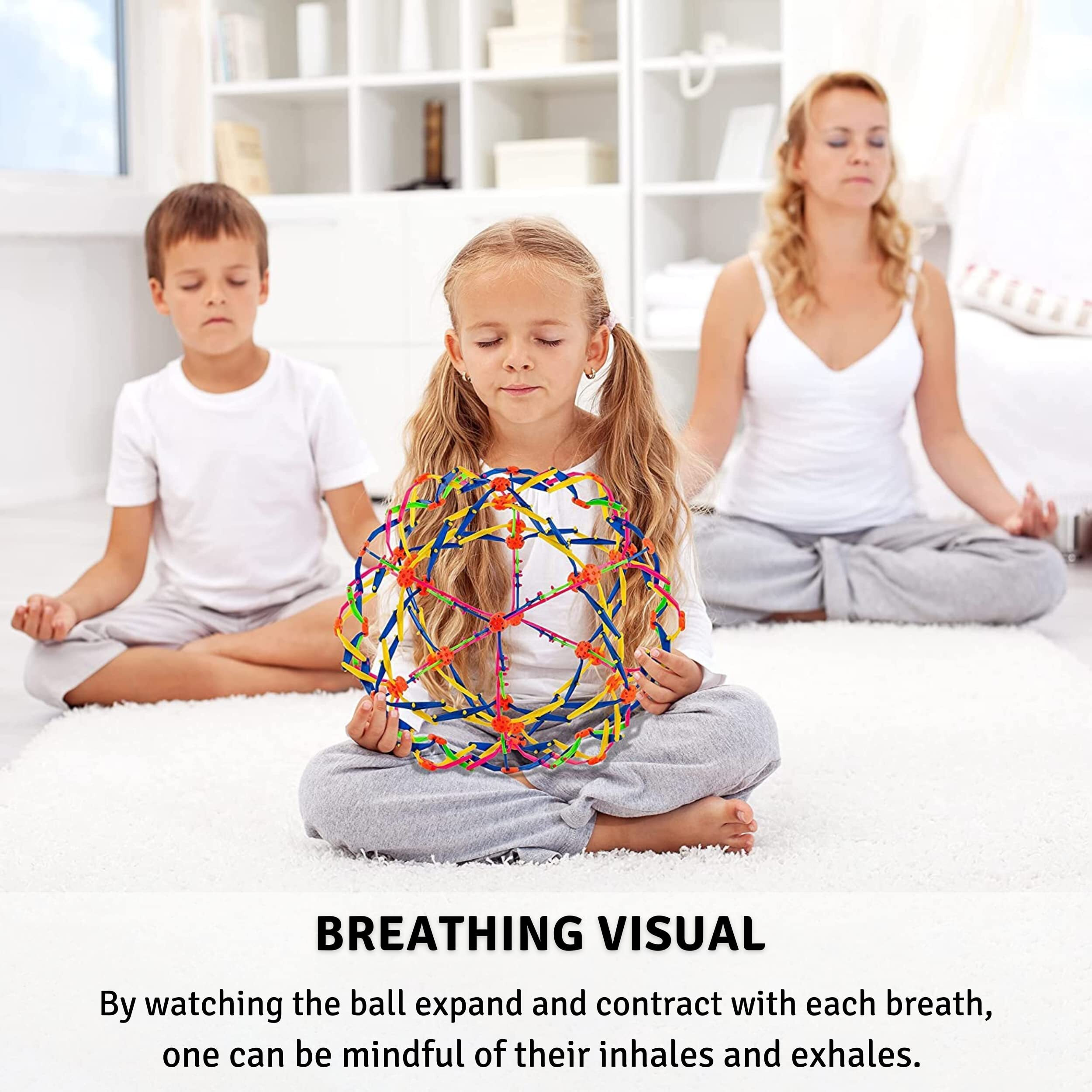 4E's Novelty Expandable Breathing Ball Sphere (4 Pack) Toy For Kids Stress Reliever Fidget Toys Colors May Vary For Yoga Anxiety Relaxation Expands From 5.6"" To 12""