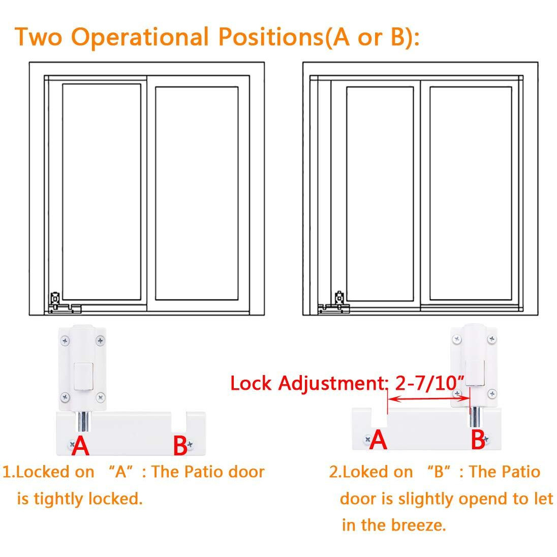Hausun Patio Sliding Door Security Foot Lock Kick Lock, Fits On Top Rail-Childproof Patio Door Guardian-Or Bottom Rail-Foot Operated-Keep Your Family Safe And Secure(1 Pack,White)