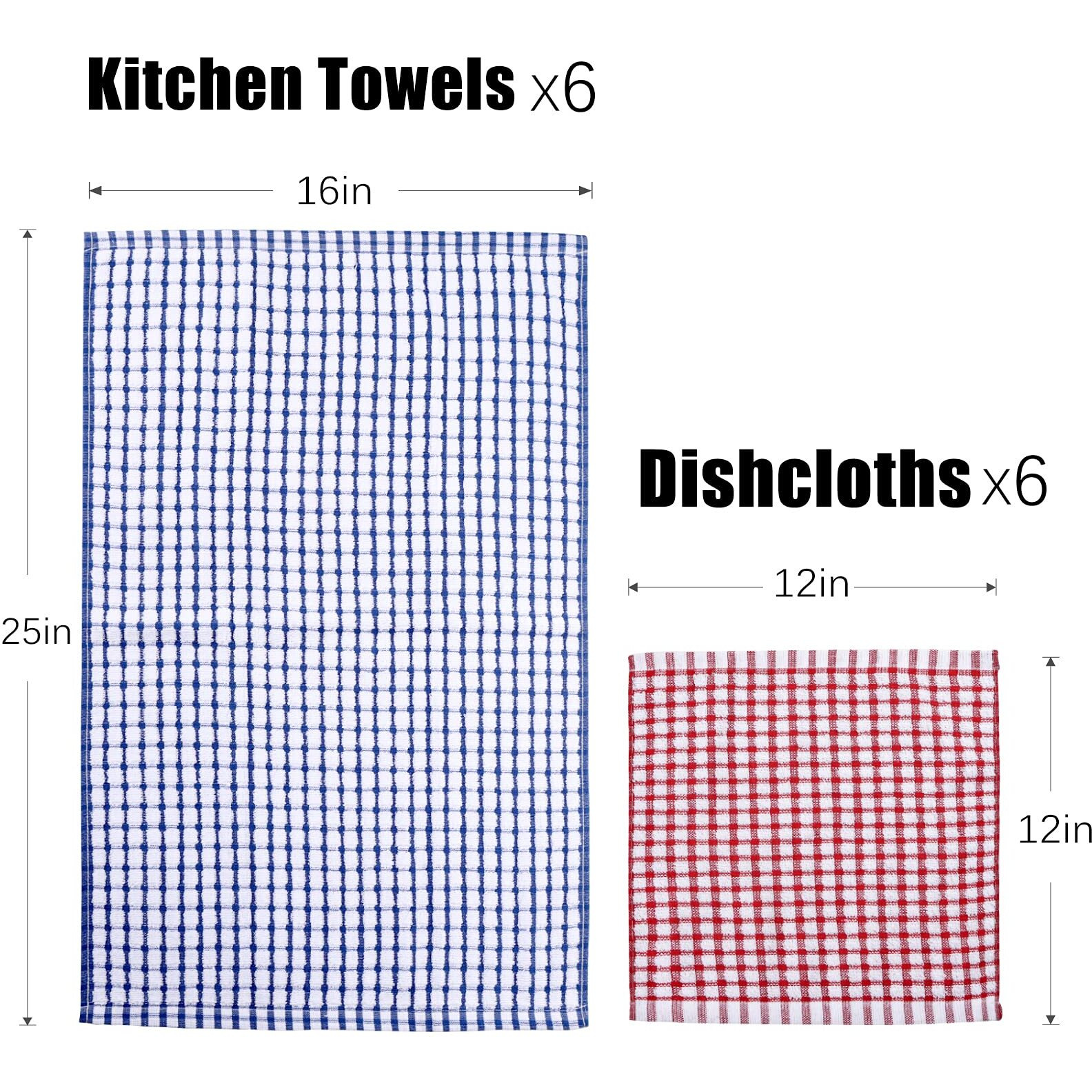 Aotbat Kitchen Towels And Dishcloths Set, 16 X 25 12 12, Set Of Bulk Cotton Dish For Washing Dishes Rags Everyday Cooking Baking