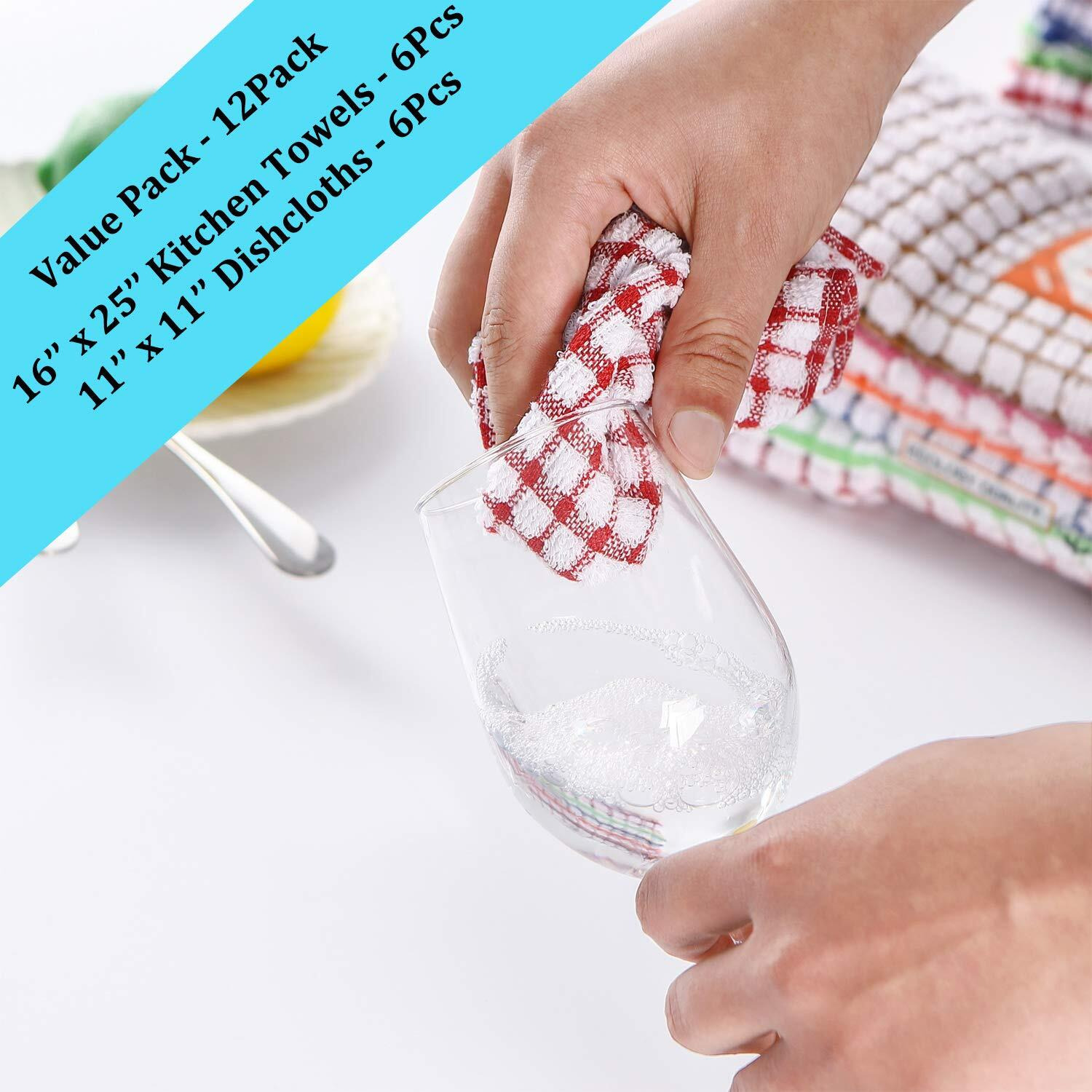 Aotbat Kitchen Towels And Dishcloths Set, 16 X 25 12 12, Set Of Bulk Cotton Dish For Washing Dishes Rags Everyday Cooking Baking