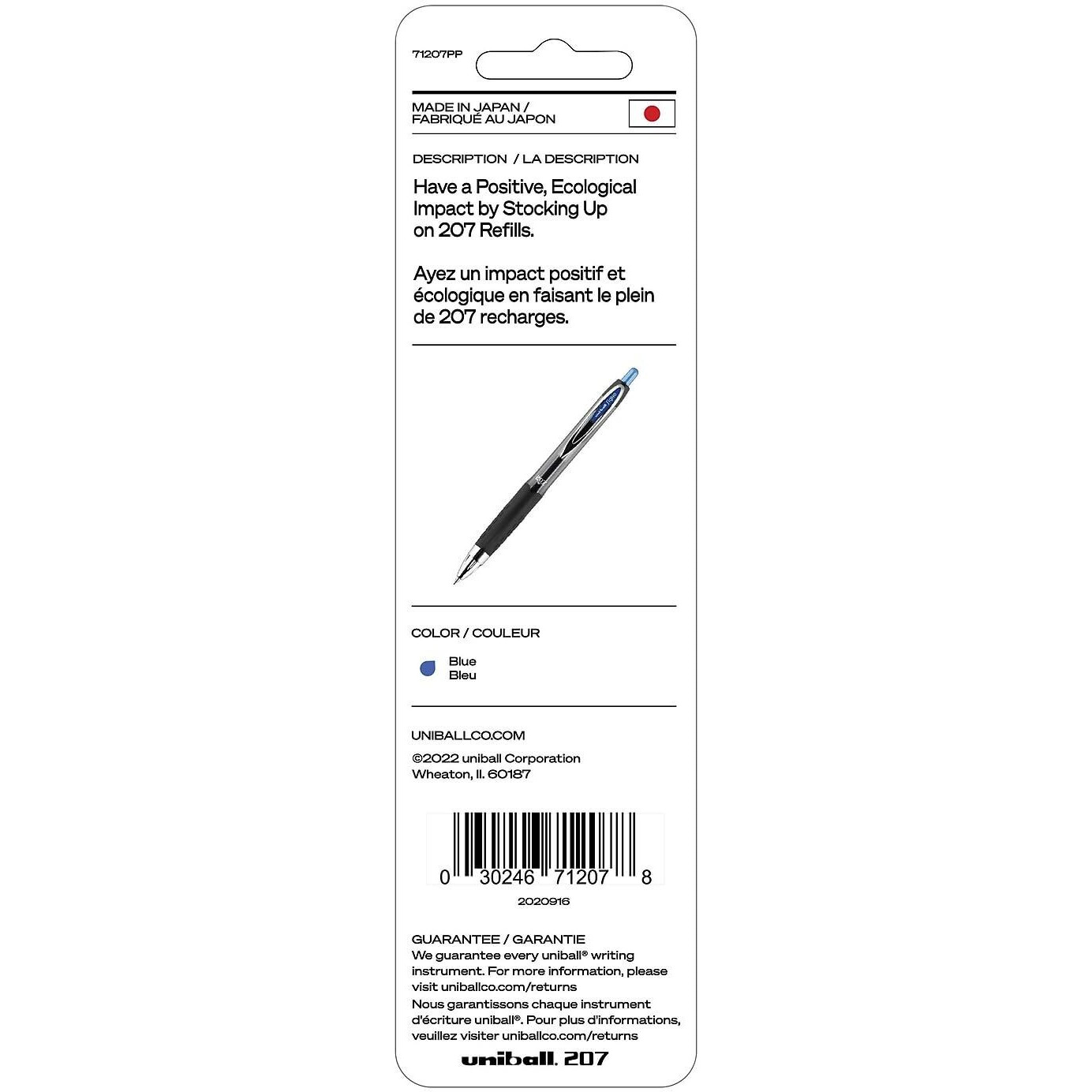 Uni-Ball Signo 207 Gel Pen Refills, 0.7Mm, Medium Point, Blue Ink, Pack Of 6