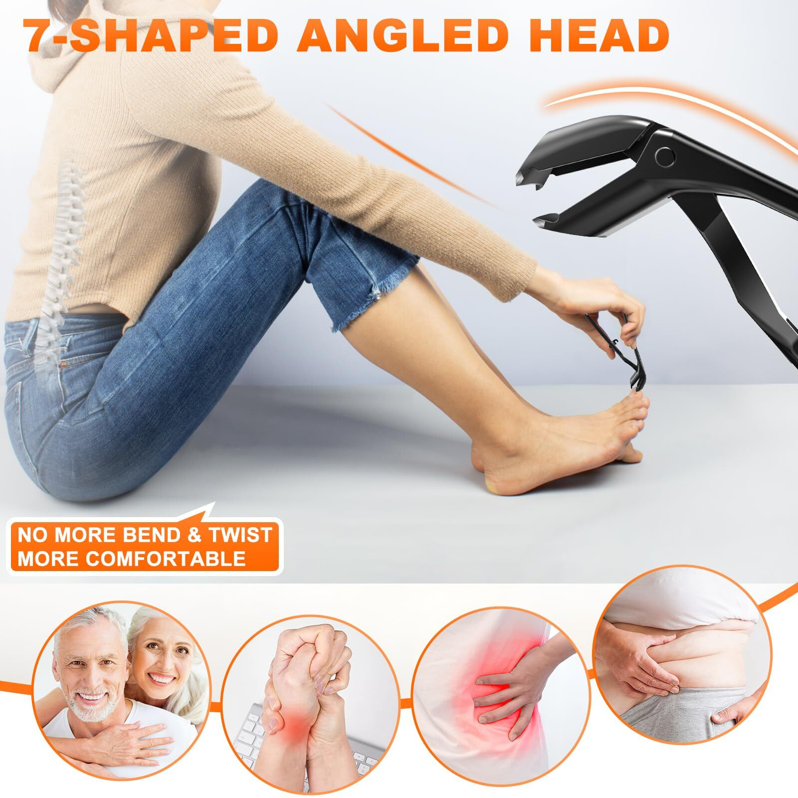 Toenail Clippers For Seniors Thick Toenails, 2024 Upgrade Angled Head Large Toe Nail Clippers For Men With Wide Jaw Opening, Sharp Heavy Duty Fingernail Clipper Cutter With Catcher Long Handle -Black