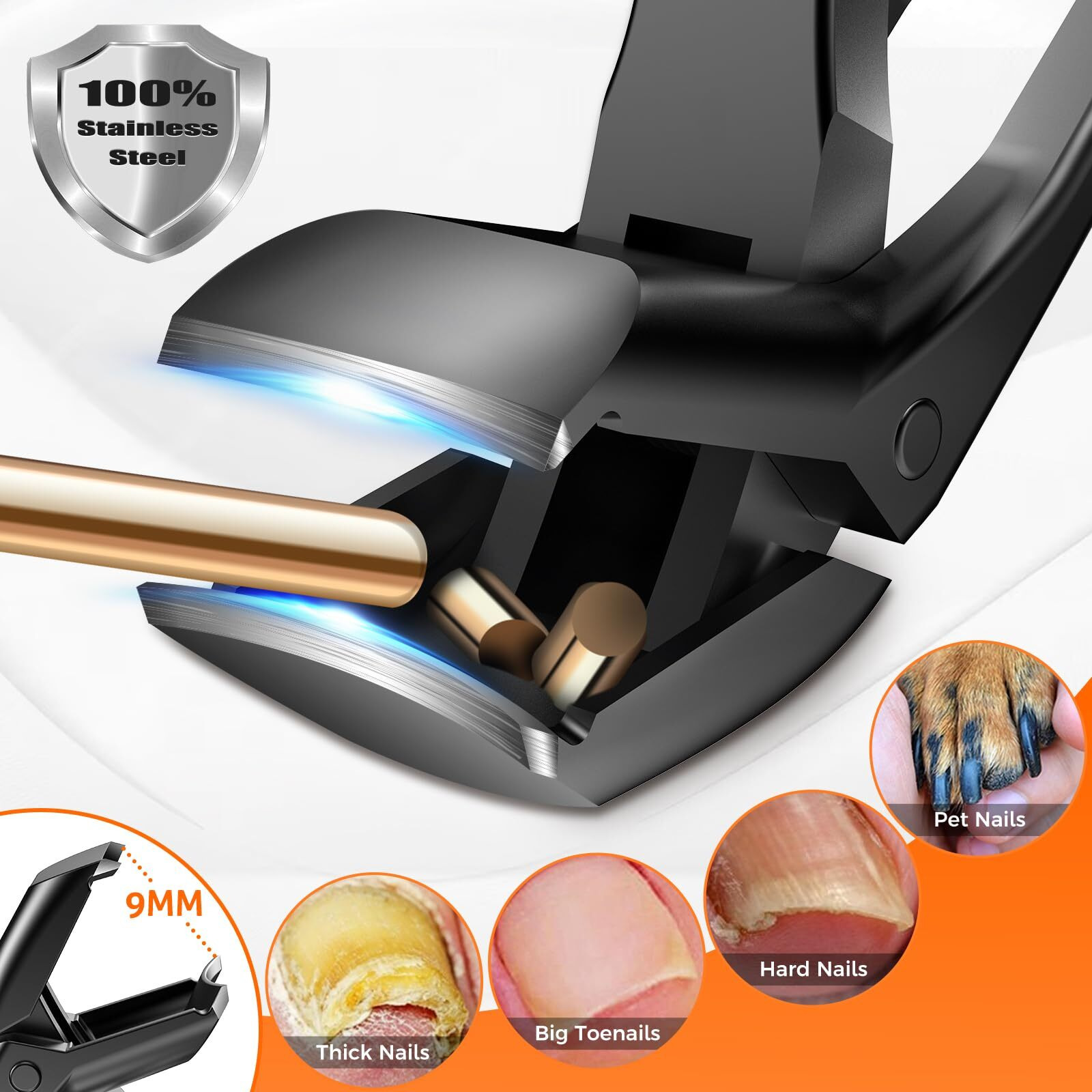 Toenail Clippers For Seniors Thick Toenails, 2024 Upgrade Angled Head Large Toe Nail Clippers For Men With Wide Jaw Opening, Sharp Heavy Duty Fingernail Clipper Cutter With Catcher Long Handle -Black