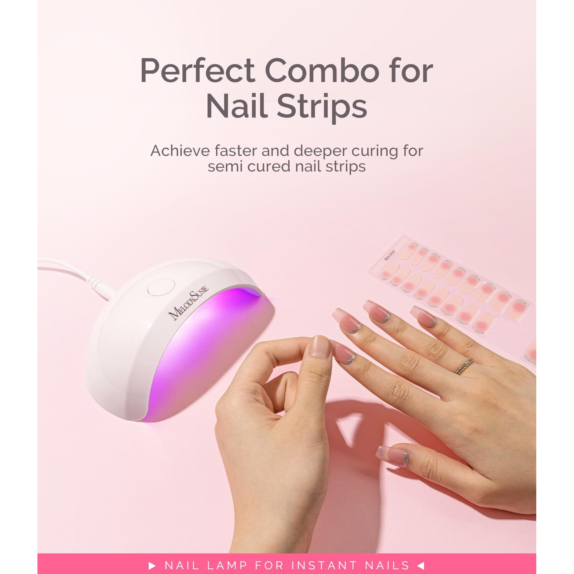 Melodysusie Portable Uv Led Nail Lamp For Semi Cured Gel Nail Strips, Art04 6W Mini Uv Light With 2 Timers (45S/60S) For Gel Nails, Stickers And Strips
