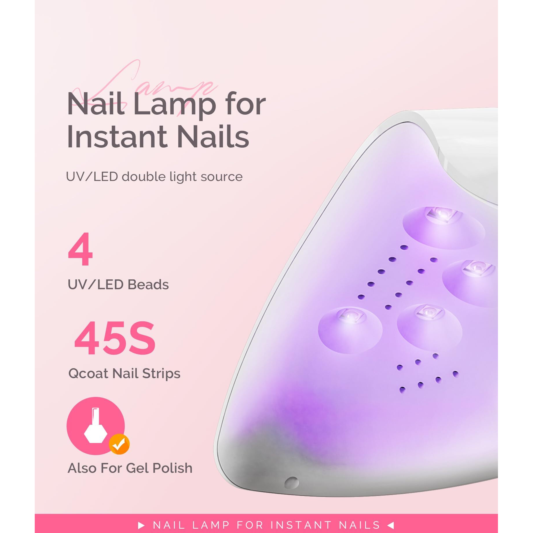 Melodysusie Portable Uv Led Nail Lamp For Semi Cured Gel Nail Strips, Art04 6W Mini Uv Light With 2 Timers (45S/60S) For Gel Nails, Stickers And Strips