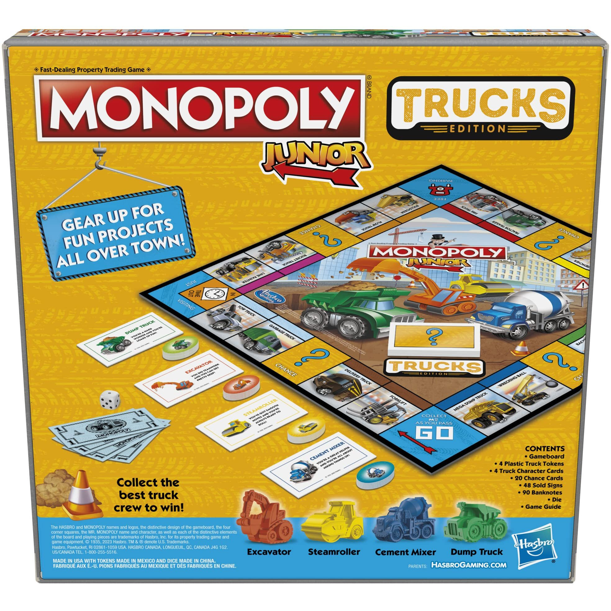Hasbro Gaming Monopoly Junior Trucks Edition Board Game For Kids Ages 5+, 2-4 Player Kids Games